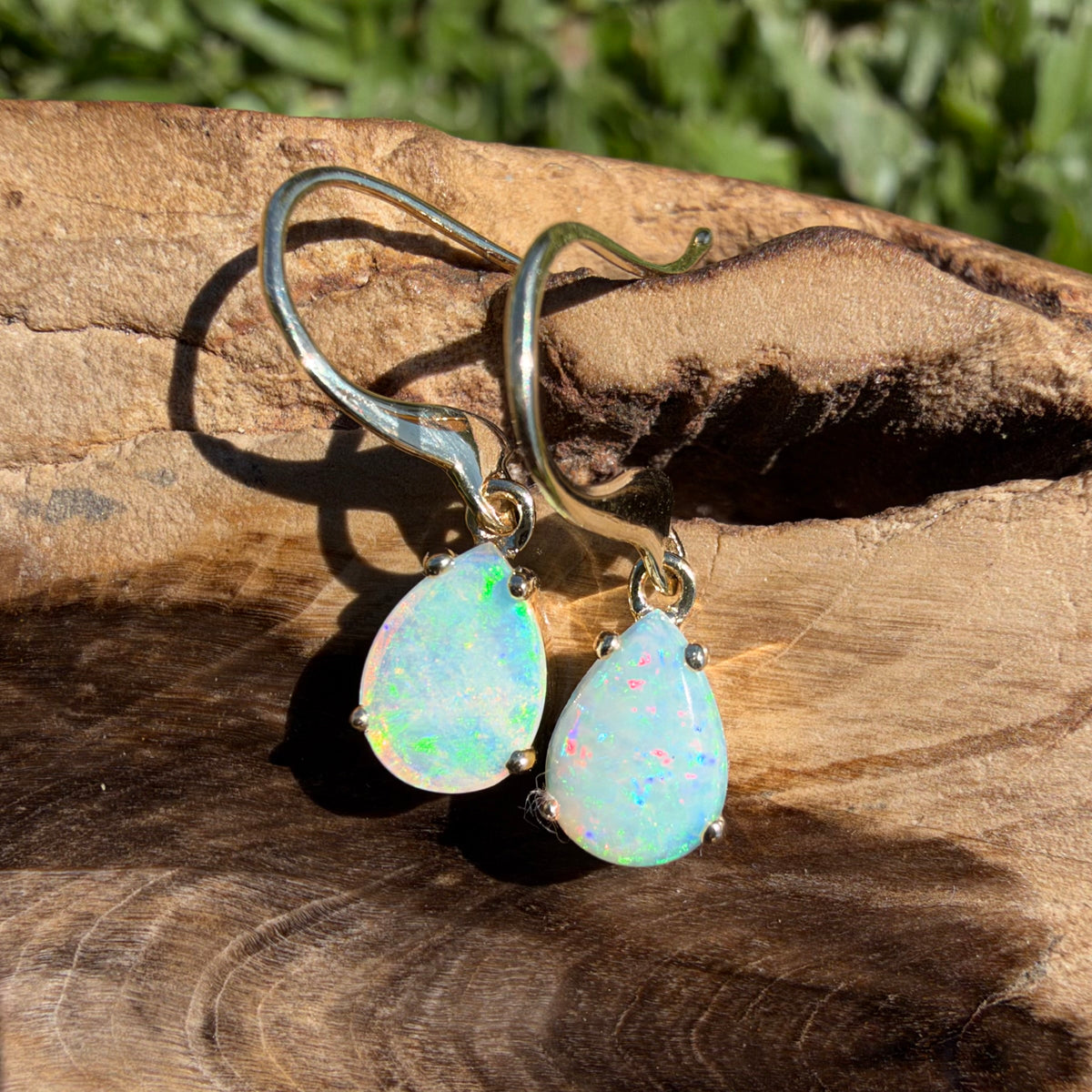 1.2ct Coober Pedy Opal Hook Earrings ~ 'Hill End Drops' | 9ct Yellow Gold | Solid Australian Opal