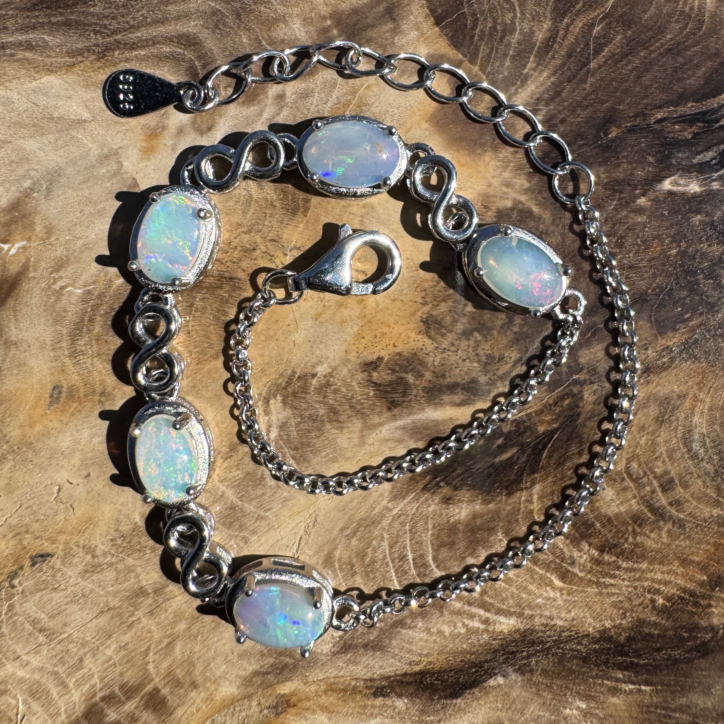 1.5ct Coober Pedy Opal Bracelet ~ 'Lambina Spectrum' | 925 Sterling Silver | Solid Australian Opal
