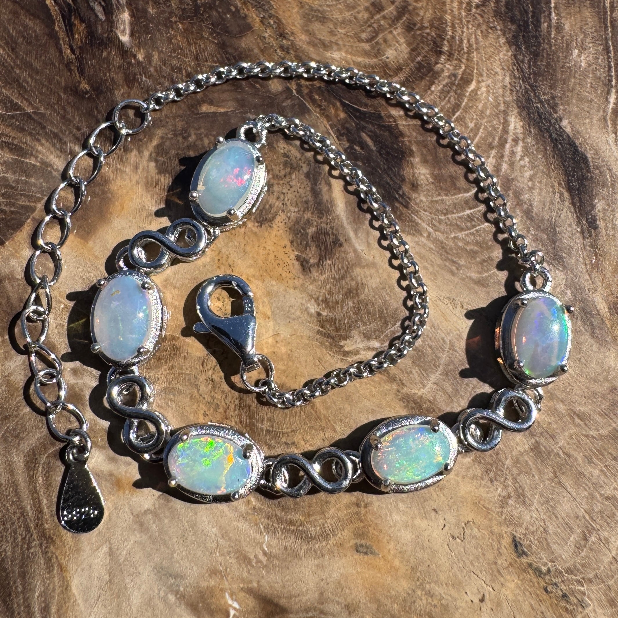 1.5ct Coober Pedy Opal Bracelet ~ 'Lambina Spectrum' | 925 Sterling Silver | Solid Australian Opal