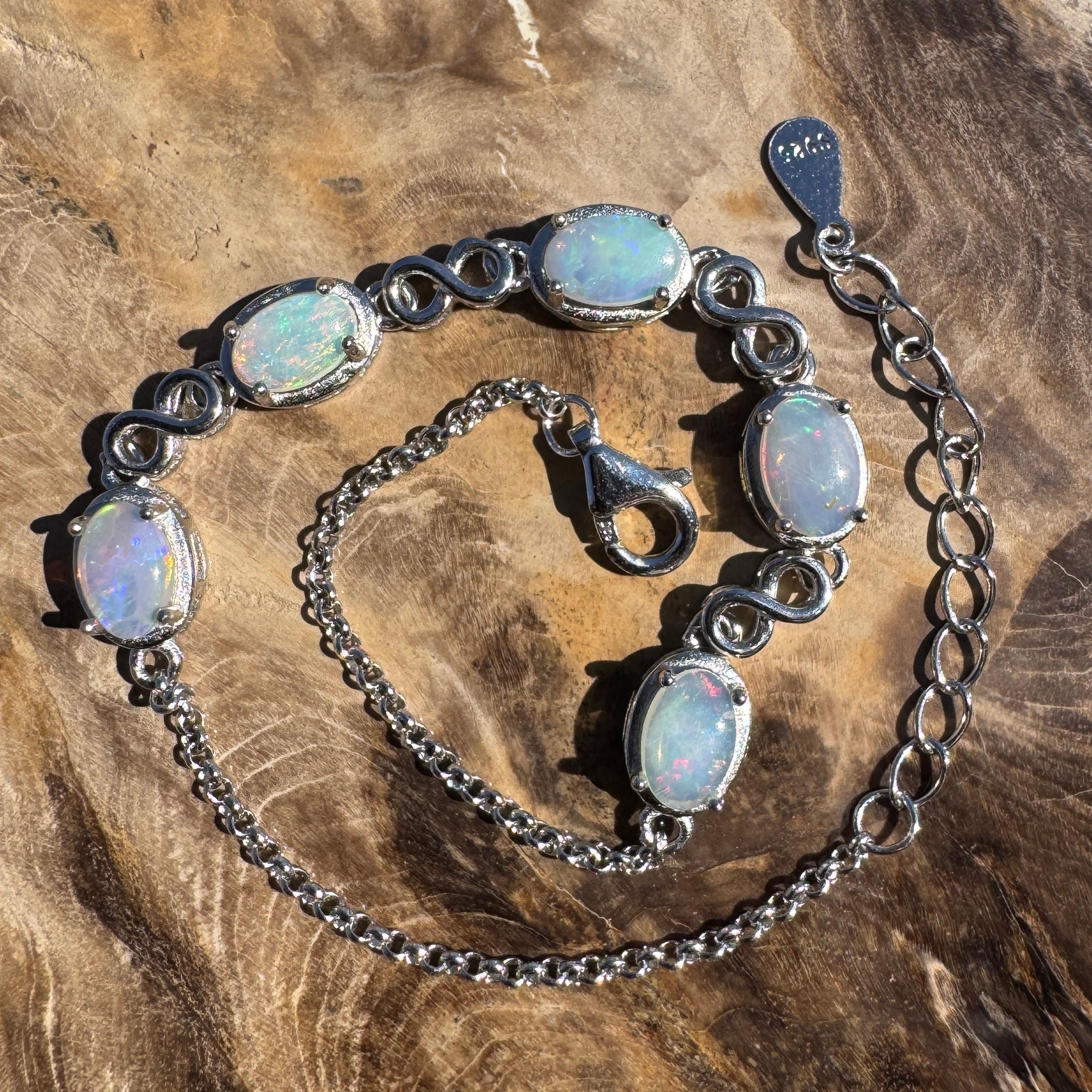 1.5ct Coober Pedy Opal Bracelet ~ 'Lambina Spectrum' | 925 Sterling Silver | Solid Australian Opal