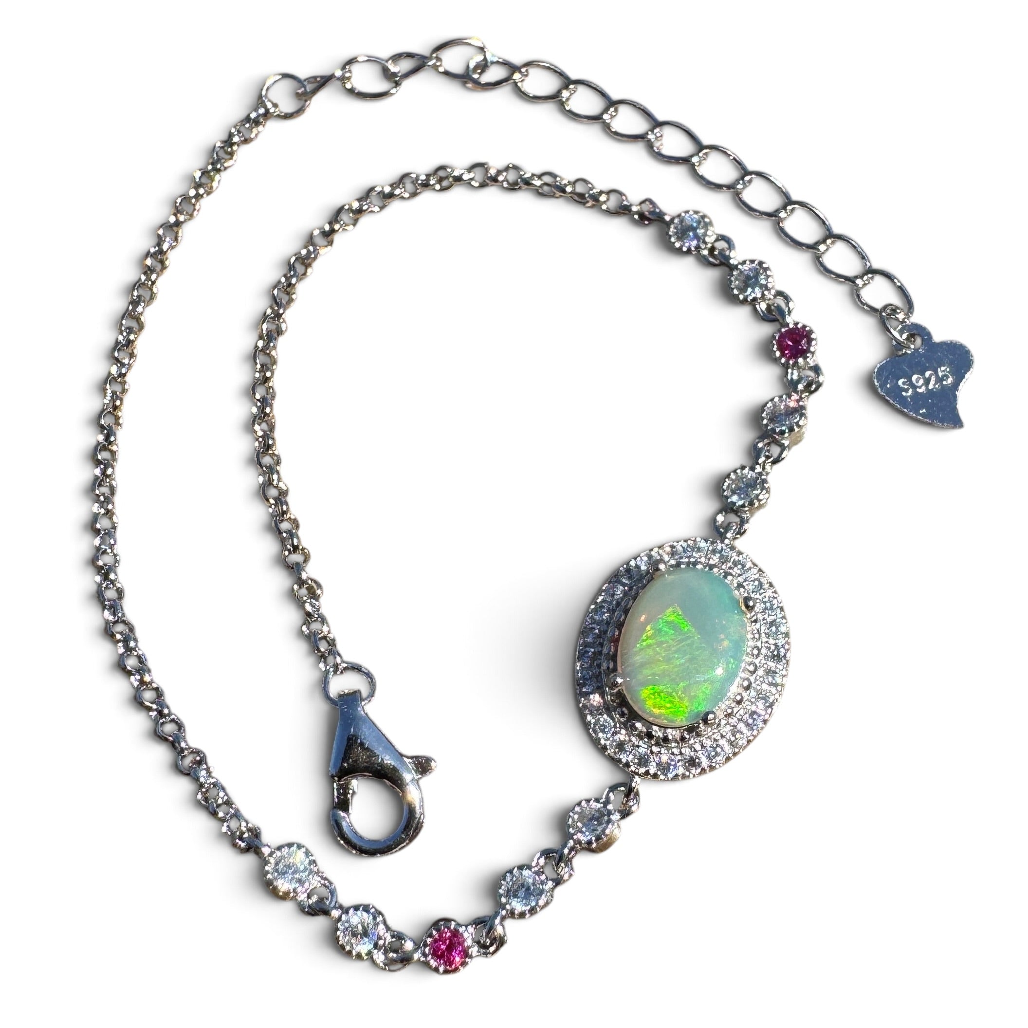 1.4ct Coober Pedy Opal Bracelet ~ 'Coober Colourline' | 925 Sterling Silver | Solid Australian Opal