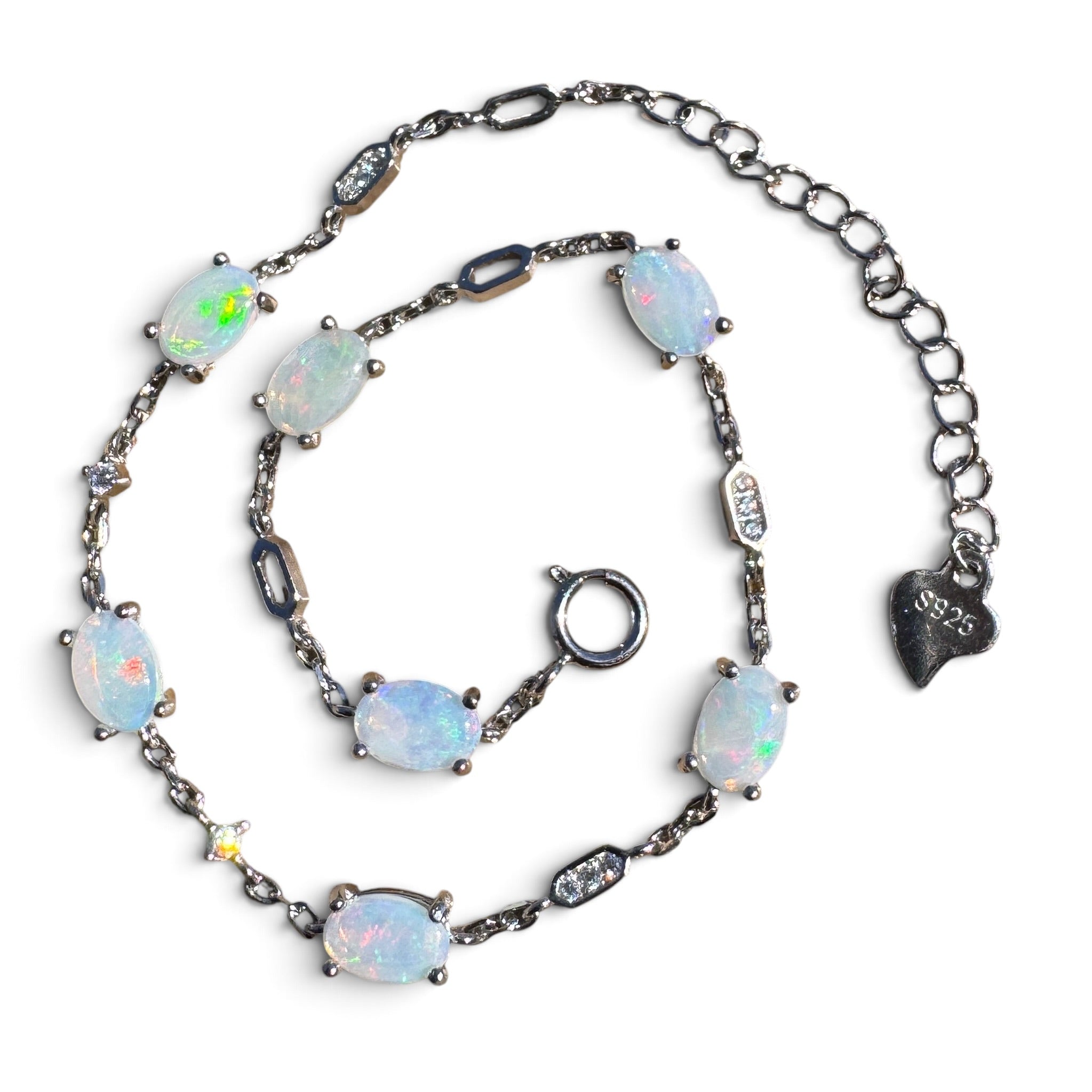 2.1ct Coober Pedy Opal Bracelet ~ 'Oodnadatta Seven Spectrum' | 925 Sterling Silver | Solid Australian Opal