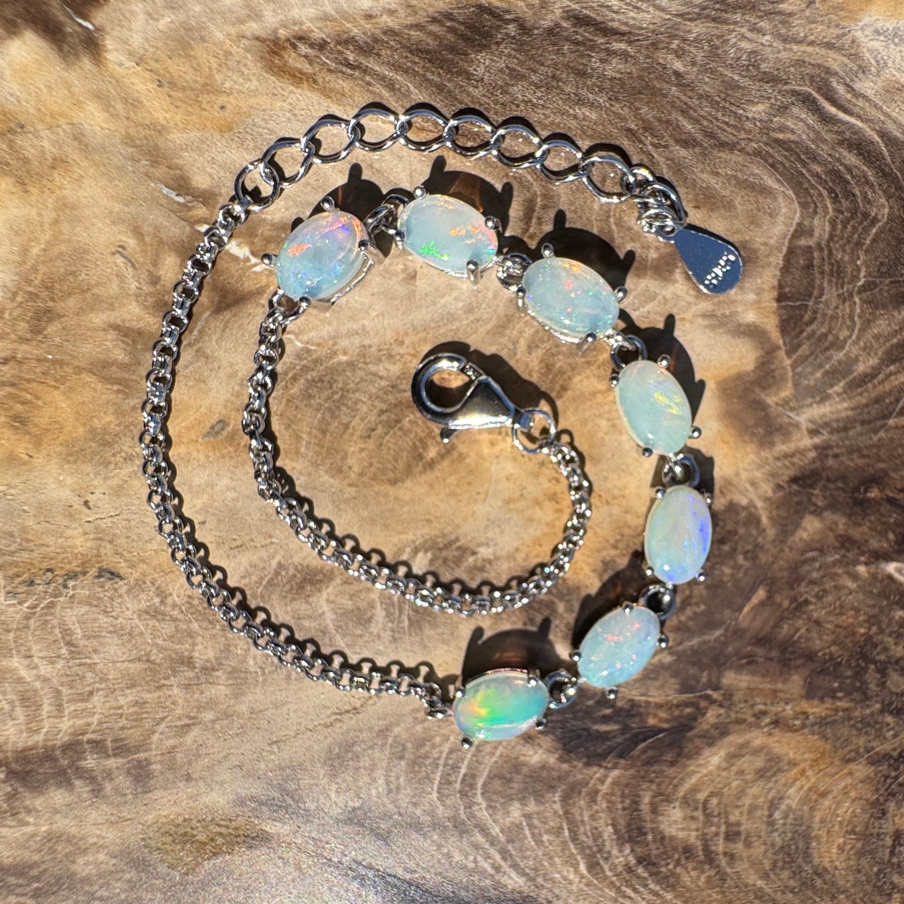 2.1ct Coober Pedy Opal Bracelet ~ 'Stuart Seven' | 925 Sterling Silver | Solid Australian Opal