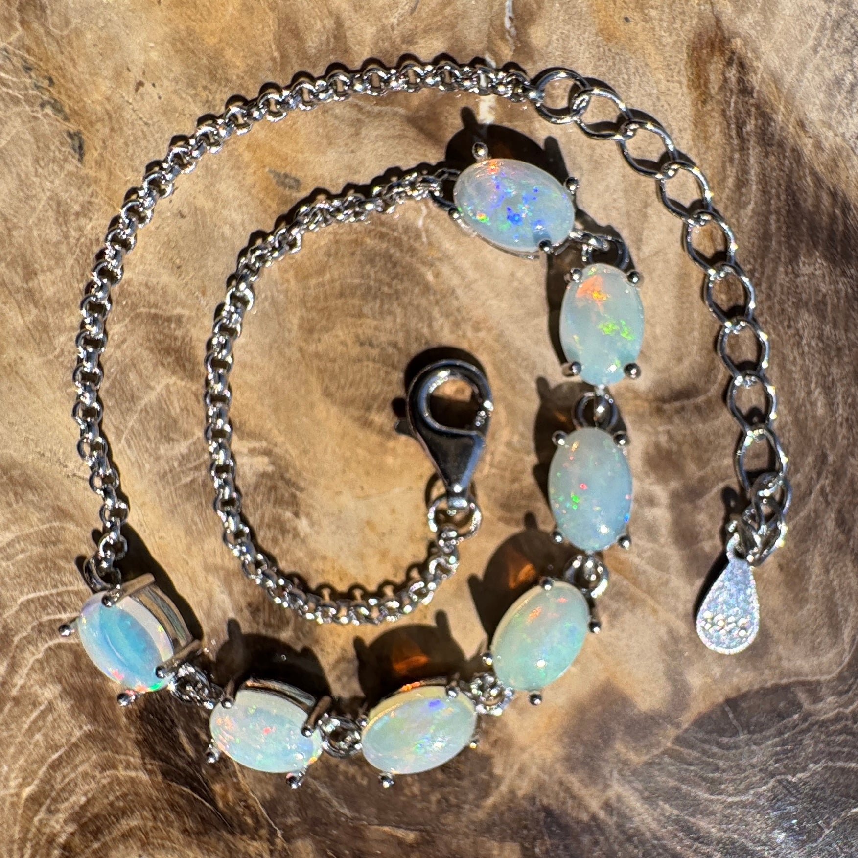 2.1ct Coober Pedy Opal Bracelet ~ 'Stuart Seven' | 925 Sterling Silver | Solid Australian Opal