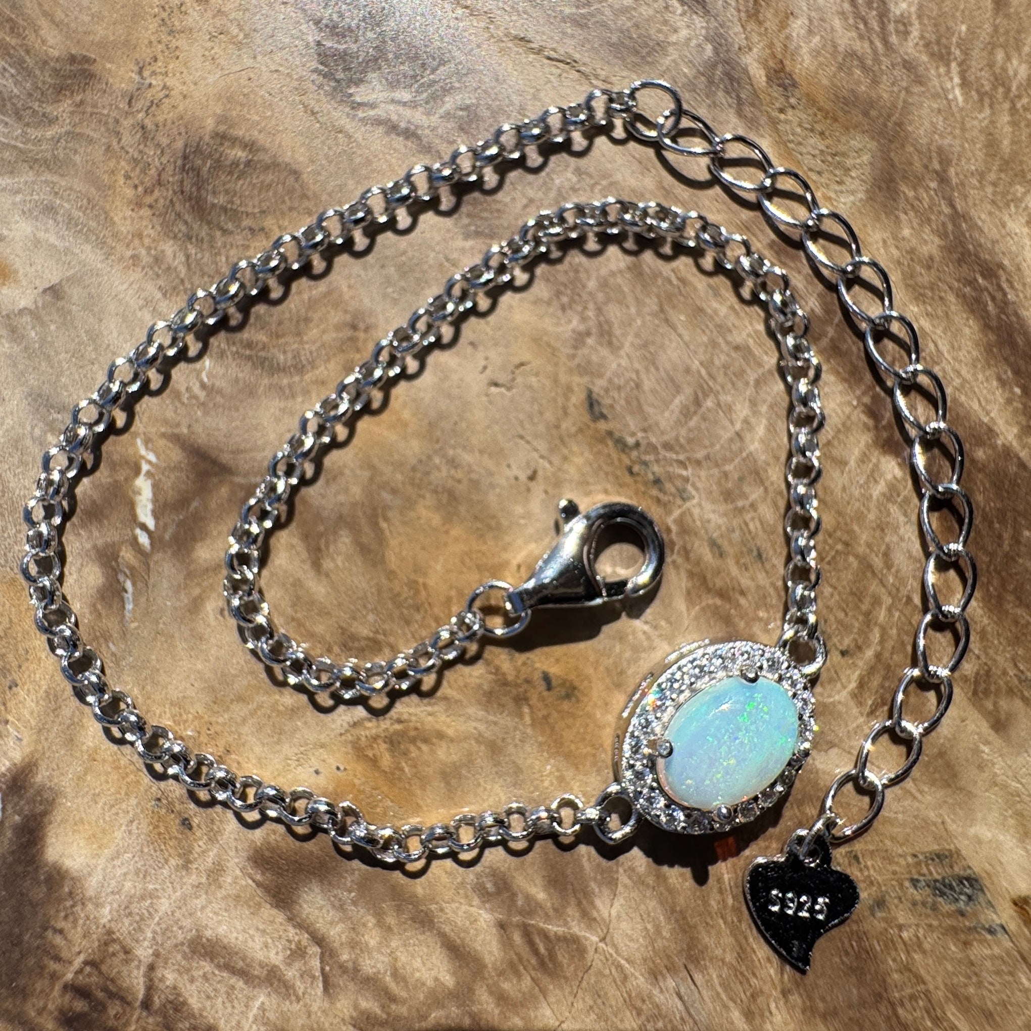 0.7ct Coober Pedy Opal Bracelet ~ 'Neales River Blue' | 925 Sterling Silver | Solid Australian Opal