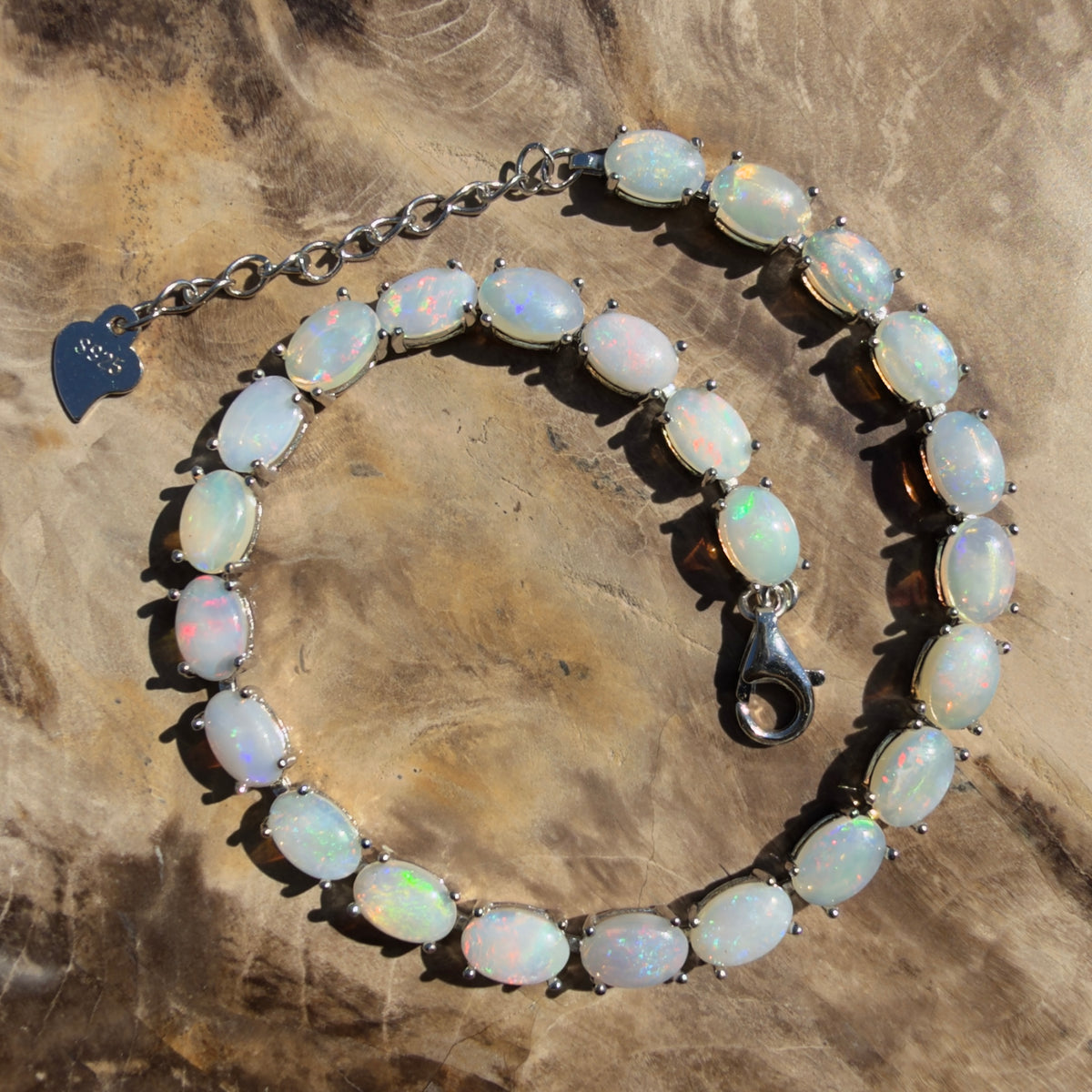 8.6ct Coober Pedy Opal Bracelet ~ 'Pinnacles Starlight' | 925 Sterling Silver | Solid Australian Opal