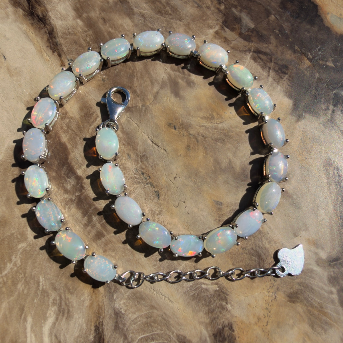 8.6ct Coober Pedy Opal Bracelet ~ 'Pinnacles Starlight' | 925 Sterling Silver | Solid Australian Opal