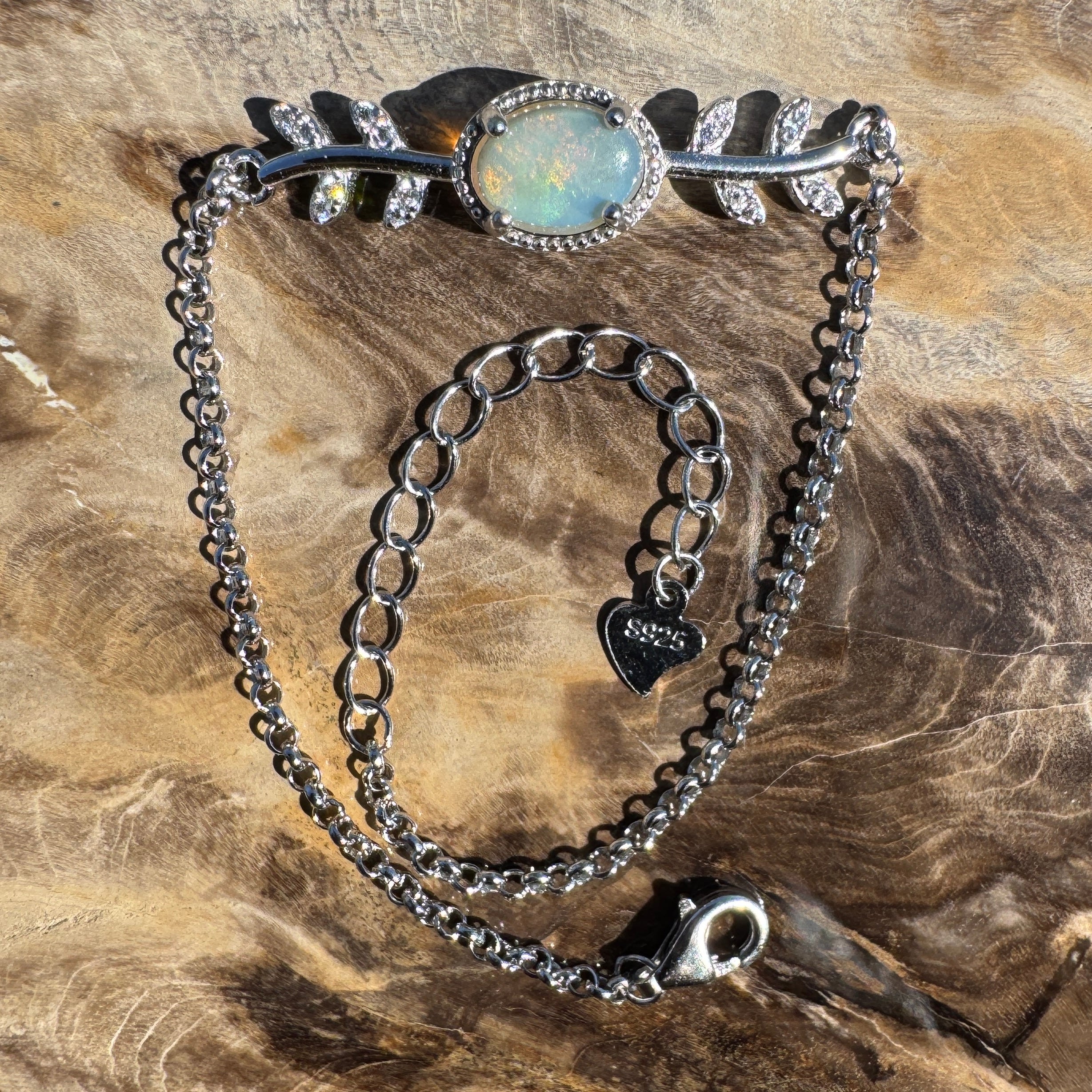 0.7ct Coober Pedy Opal Bracelet ~ 'Marree Red' | 925 Sterling Silver | Solid Australian Opal