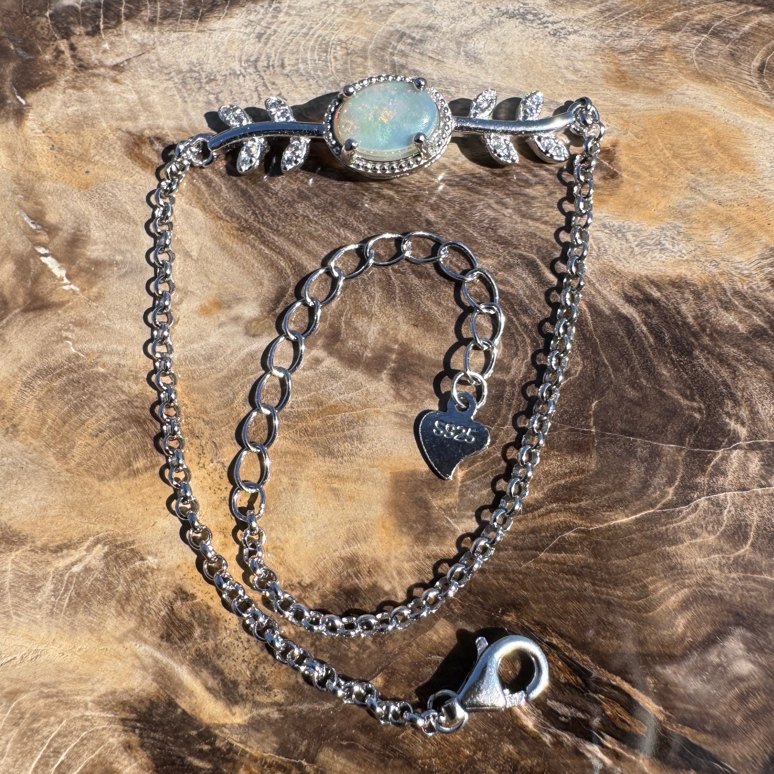 0.7ct Coober Pedy Opal Bracelet ~ 'Marree Red' | 925 Sterling Silver | Solid Australian Opal