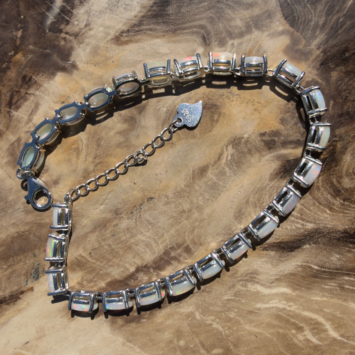 8.6ct Coober Pedy Opal Bracelet ~ 'Pinnacles Starlight' | 925 Sterling Silver | Solid Australian Opal