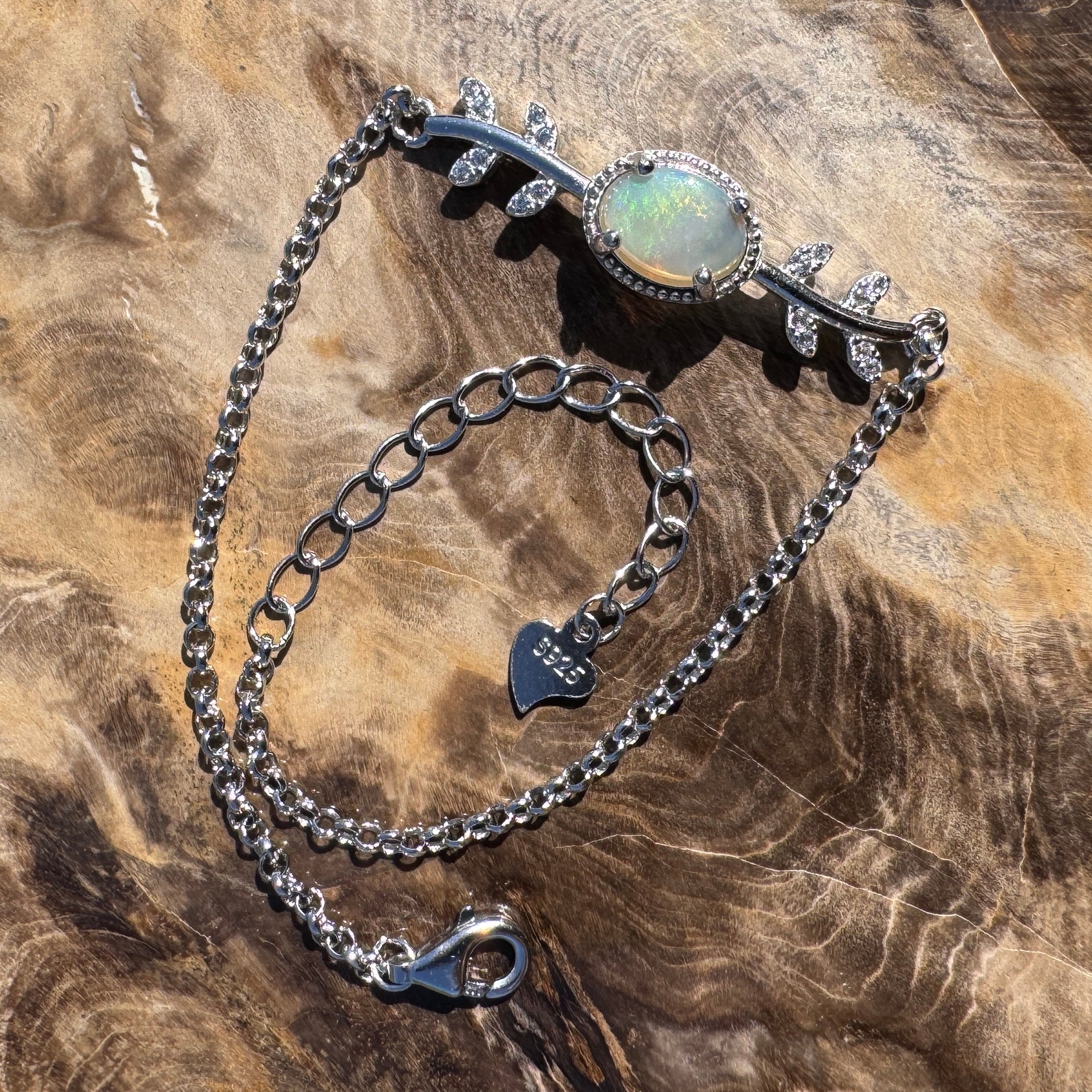 0.7ct Coober Pedy Opal Bracelet ~ 'Marree Red' | 925 Sterling Silver | Solid Australian Opal