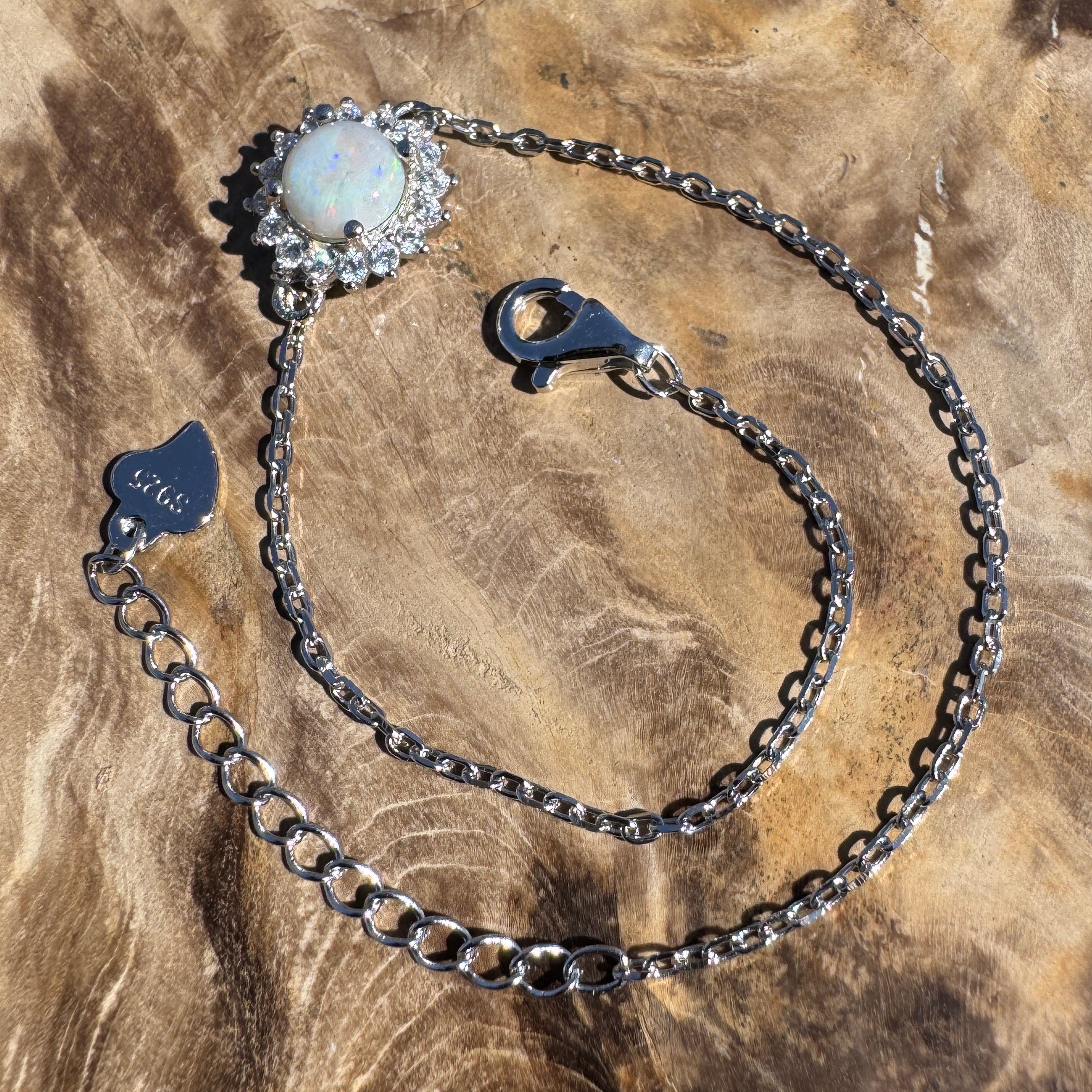 0.7ct Coober Pedy Opal Bracelet ~ 'Kanku Wildflower' | 925 Sterling Silver | Solid Australian Opal
