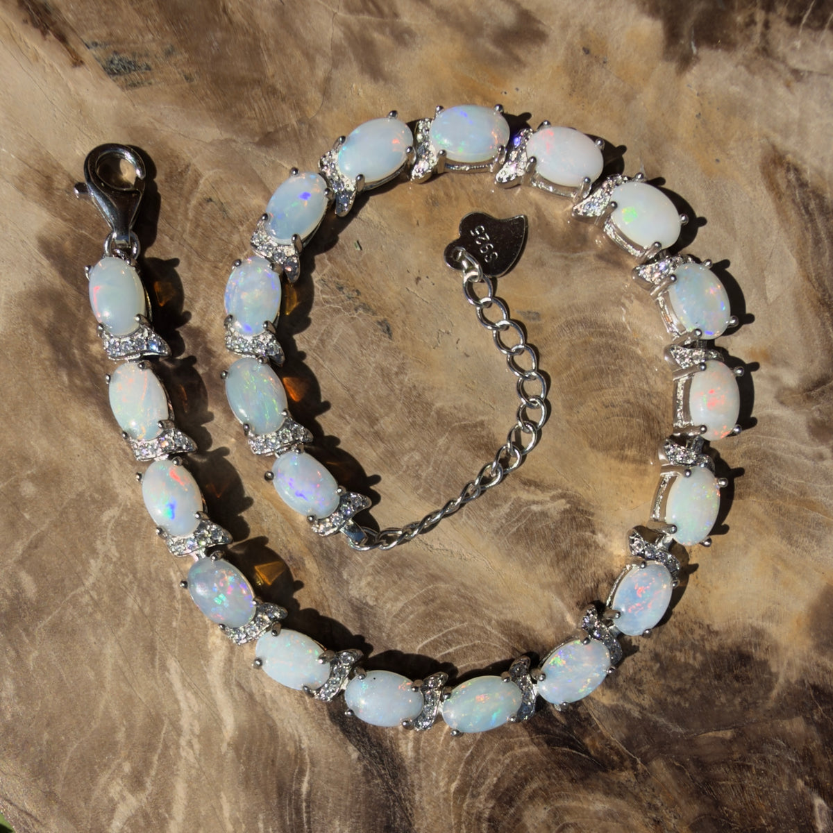7.4ct Coober Pedy Opal Bracelet ~ 'Heron Island Rainbow' | 925 Sterling Silver | Solid Australian Opal