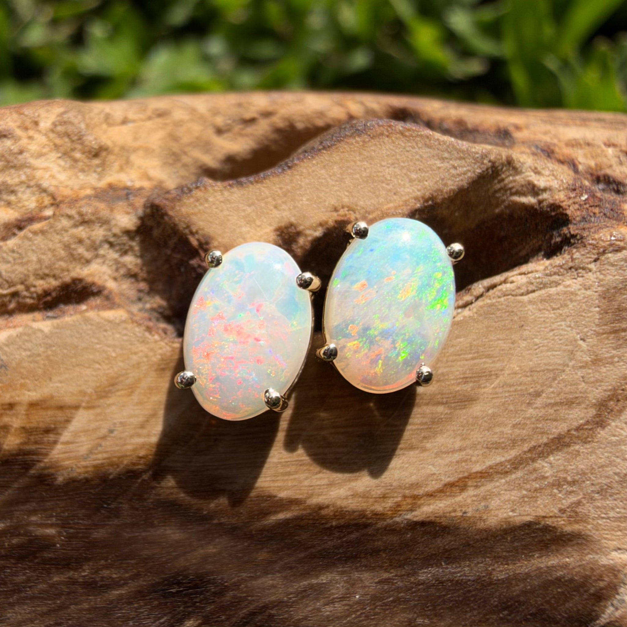 1.2ct Coober Pedy Opal Stud Earrings ~ 'Ballarat Golden Drops' | 9ct Yellow Gold | Solid Australian Opal