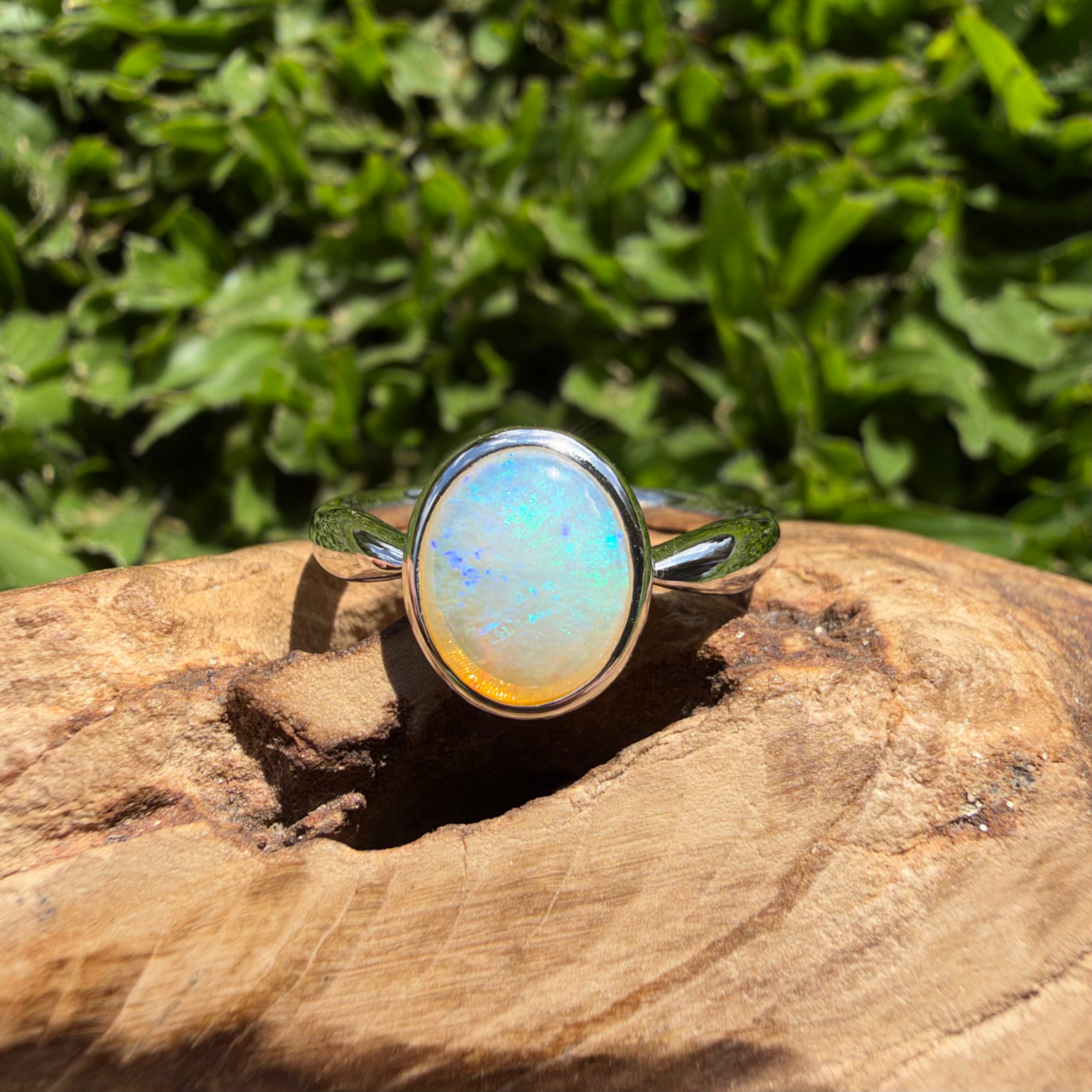 1ct Lightning Ridge Opal Ring ~ 'Wineglass Bay Blues' | 925 Sterling Silver | Solid Australian Opal