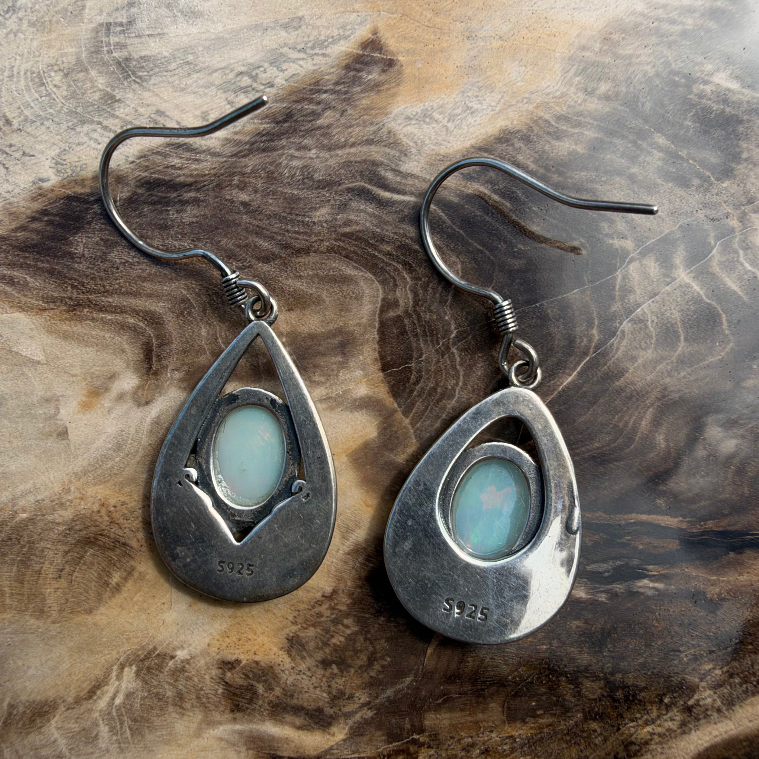 1.3ct Lightning Ridge Opal Filigree Teardrop Hook Earrings ~ 'Tilba Teardrop' | 925 Sterling Silver | Solid Australian Opal