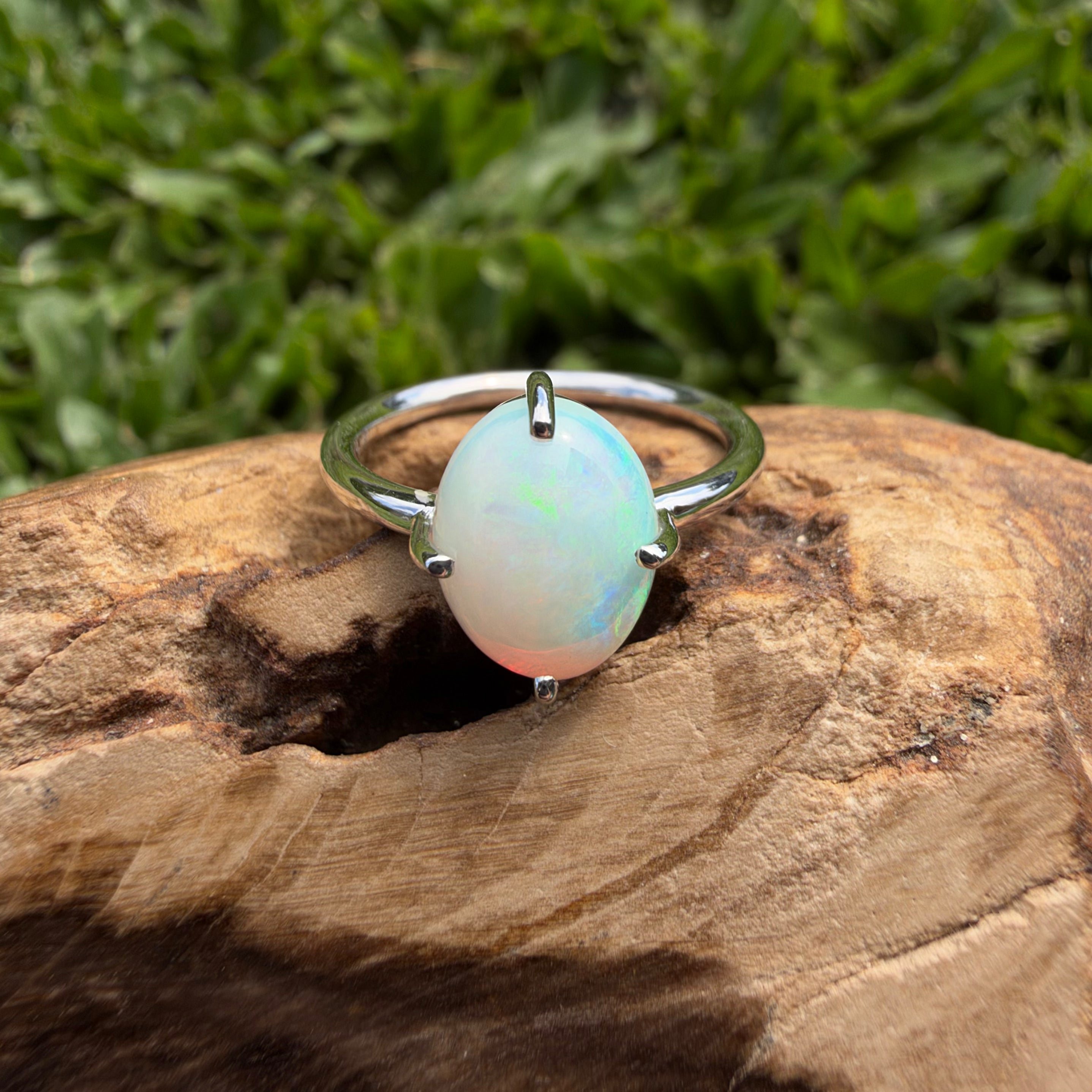 2.5ct Coober Pedy Opal Ring ~ 'Karijini Rainbow' | 925 Sterling Silver | Solid Australian Opal