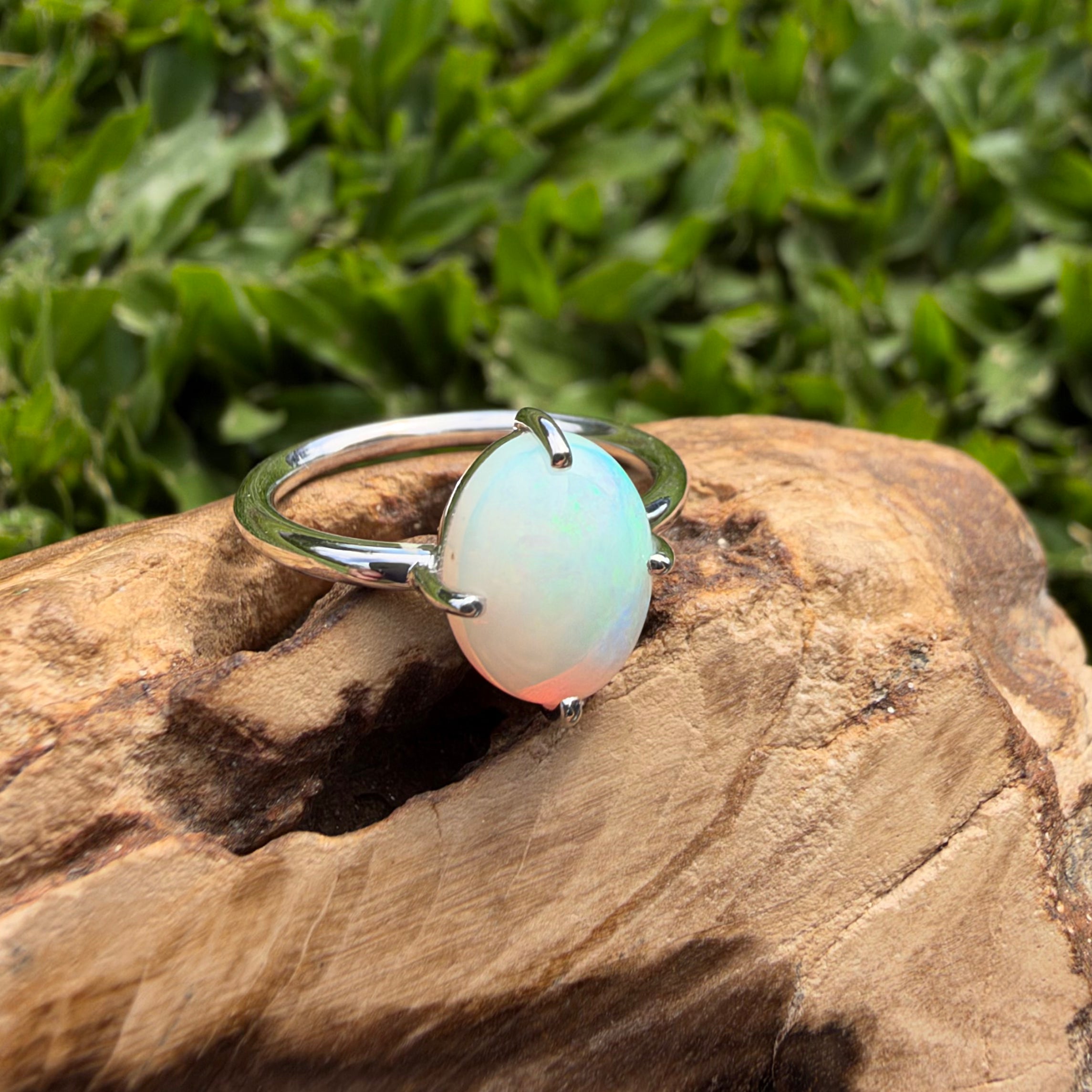 2.5ct Coober Pedy Opal Ring ~ 'Karijini Rainbow' | 925 Sterling Silver | Solid Australian Opal
