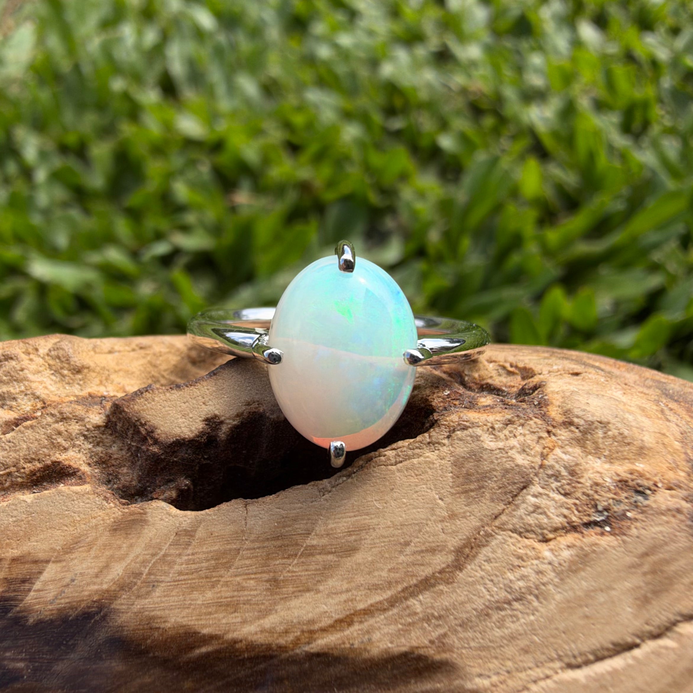 2.5ct Coober Pedy Opal Ring ~ 'Karijini Rainbow' | 925 Sterling Silver | Solid Australian Opal