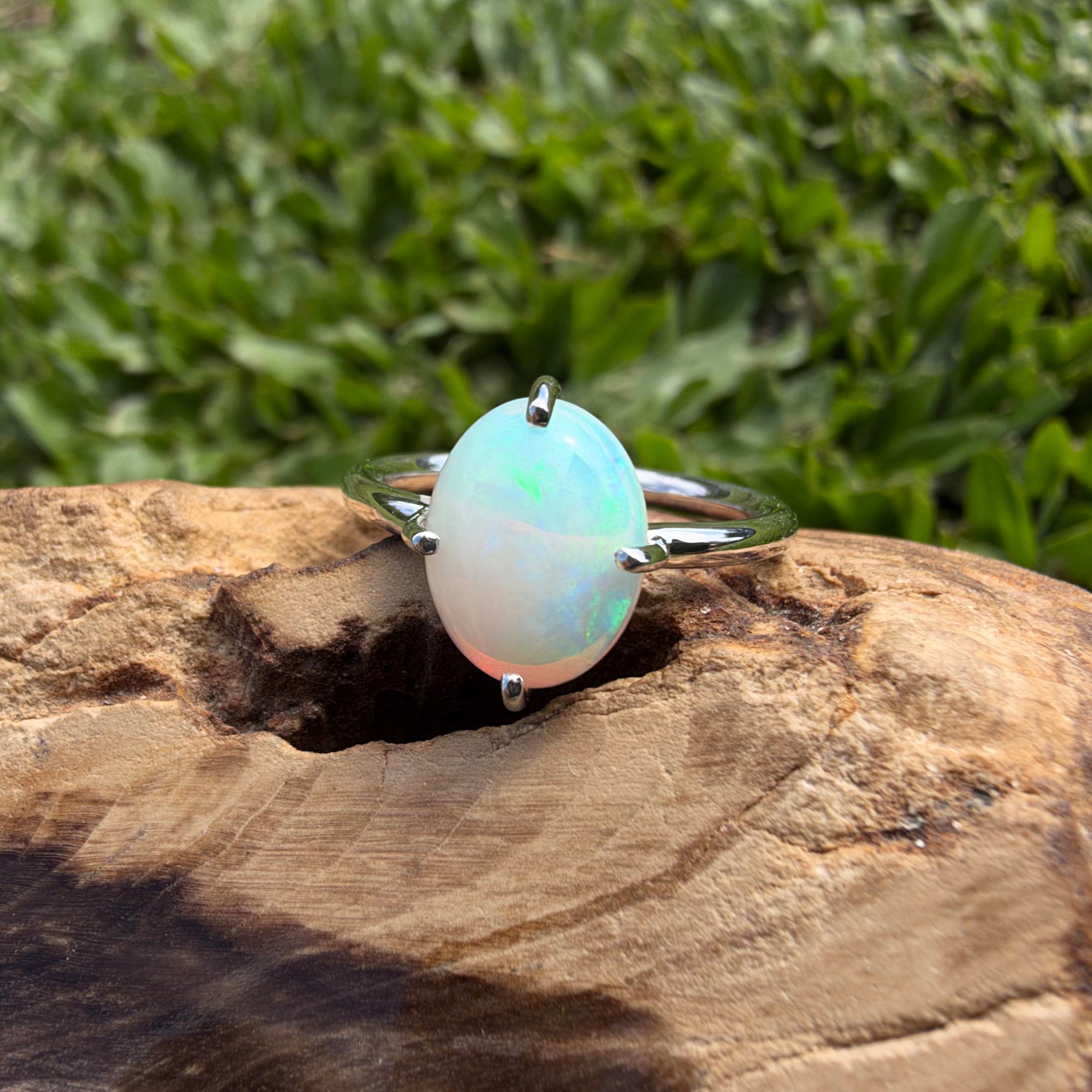 2.5ct Coober Pedy Opal Ring ~ 'Karijini Rainbow' | 925 Sterling Silver | Solid Australian Opal