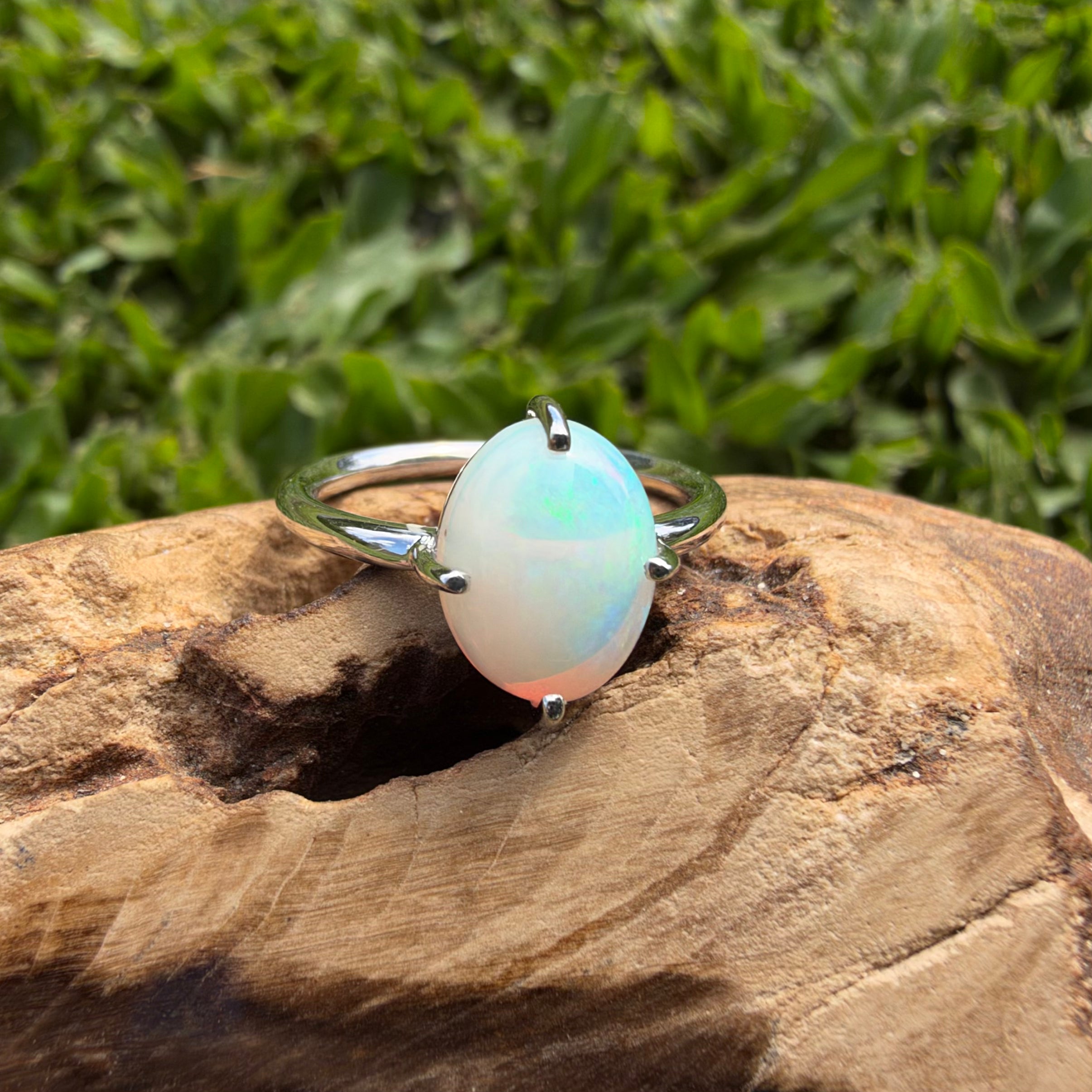 2.5ct Coober Pedy Opal Ring ~ 'Karijini Rainbow' | 925 Sterling Silver | Solid Australian Opal