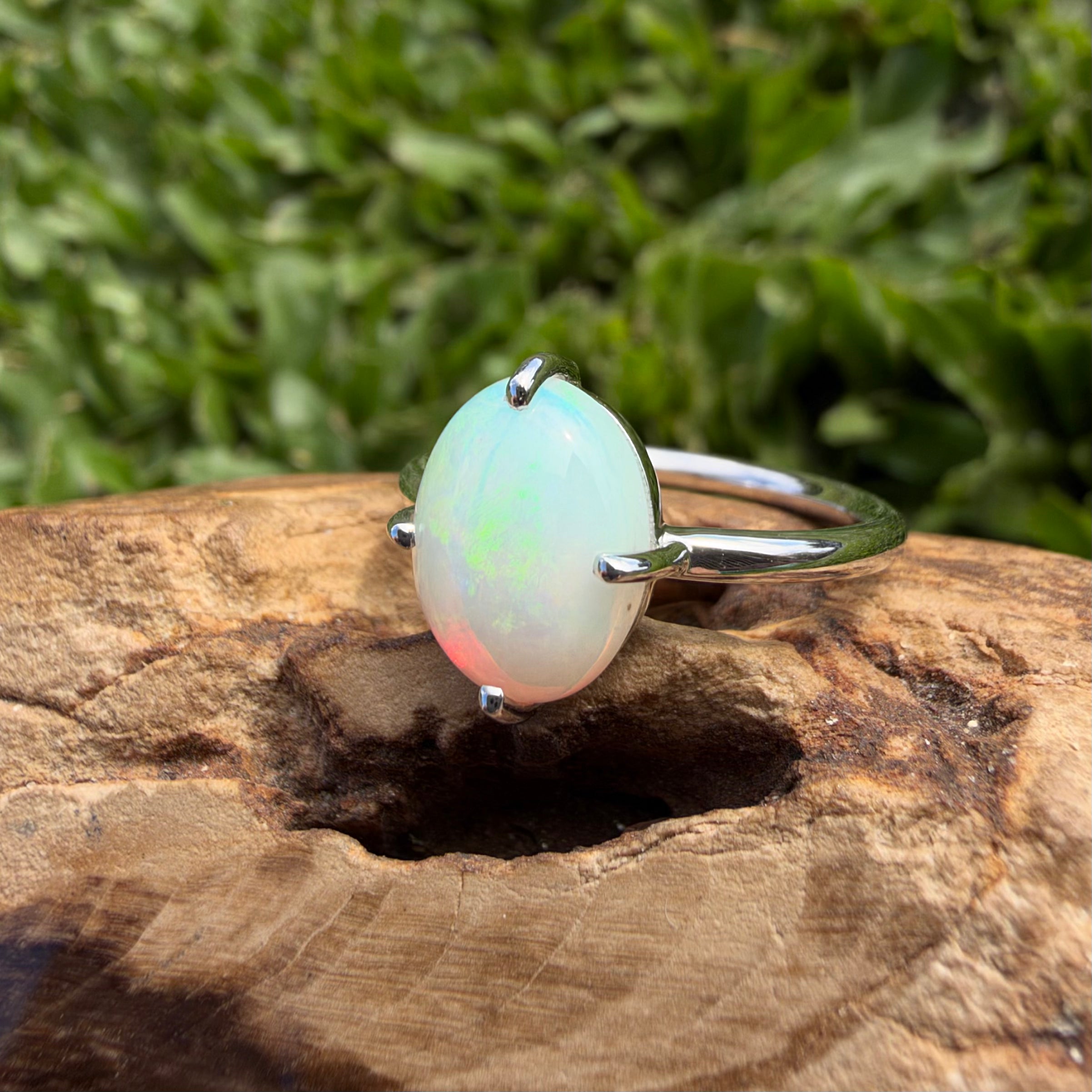 2.5ct Coober Pedy Opal Ring ~ 'Karijini Rainbow' | 925 Sterling Silver | Solid Australian Opal