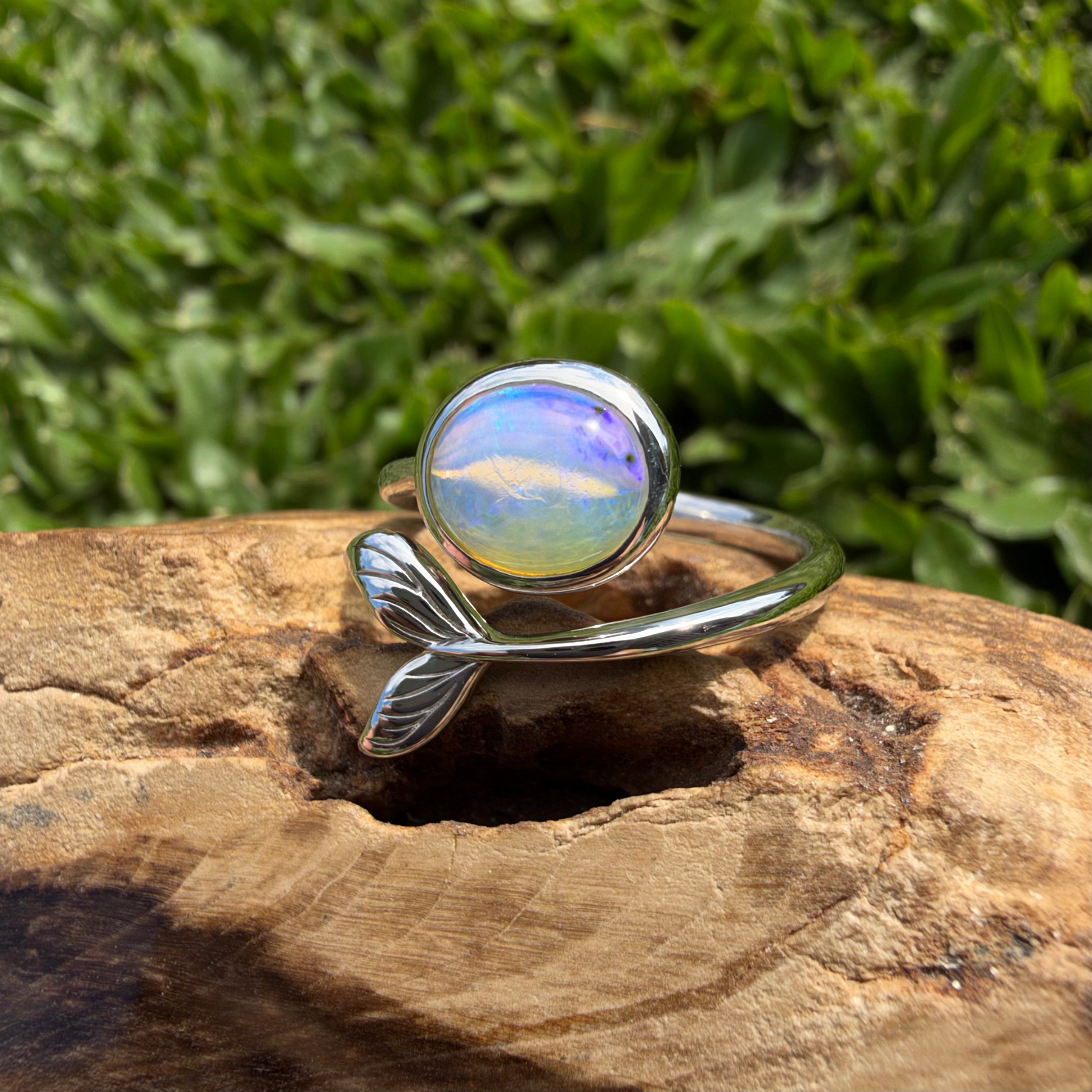 1.7ct Coober Pedy Opal Ring ~ 'Blue Whale Twilight' | 925 Sterling Silver | Solid Australian Opal