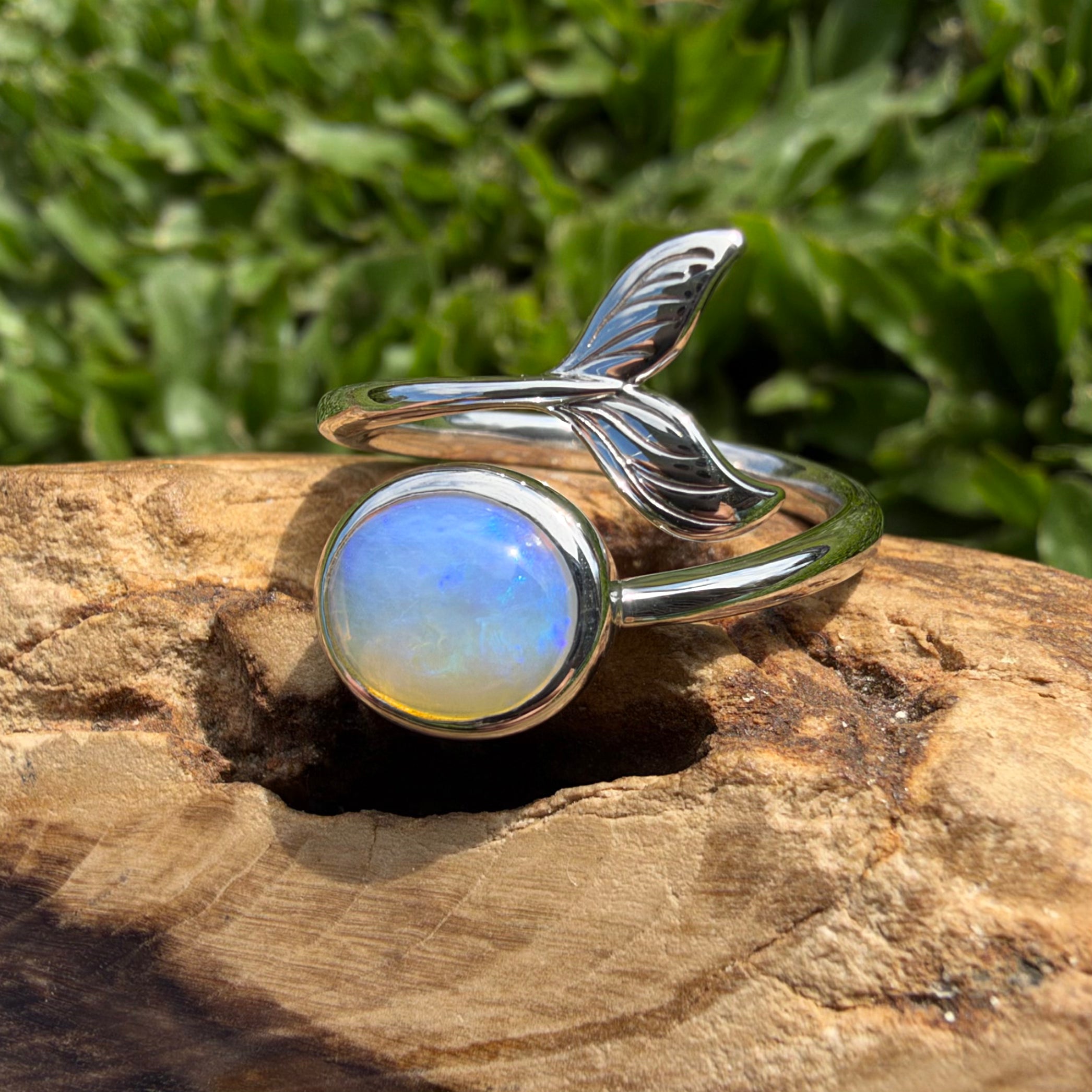 1.7ct Coober Pedy Opal Ring ~ 'Blue Whale Twilight' | 925 Sterling Silver | Solid Australian Opal