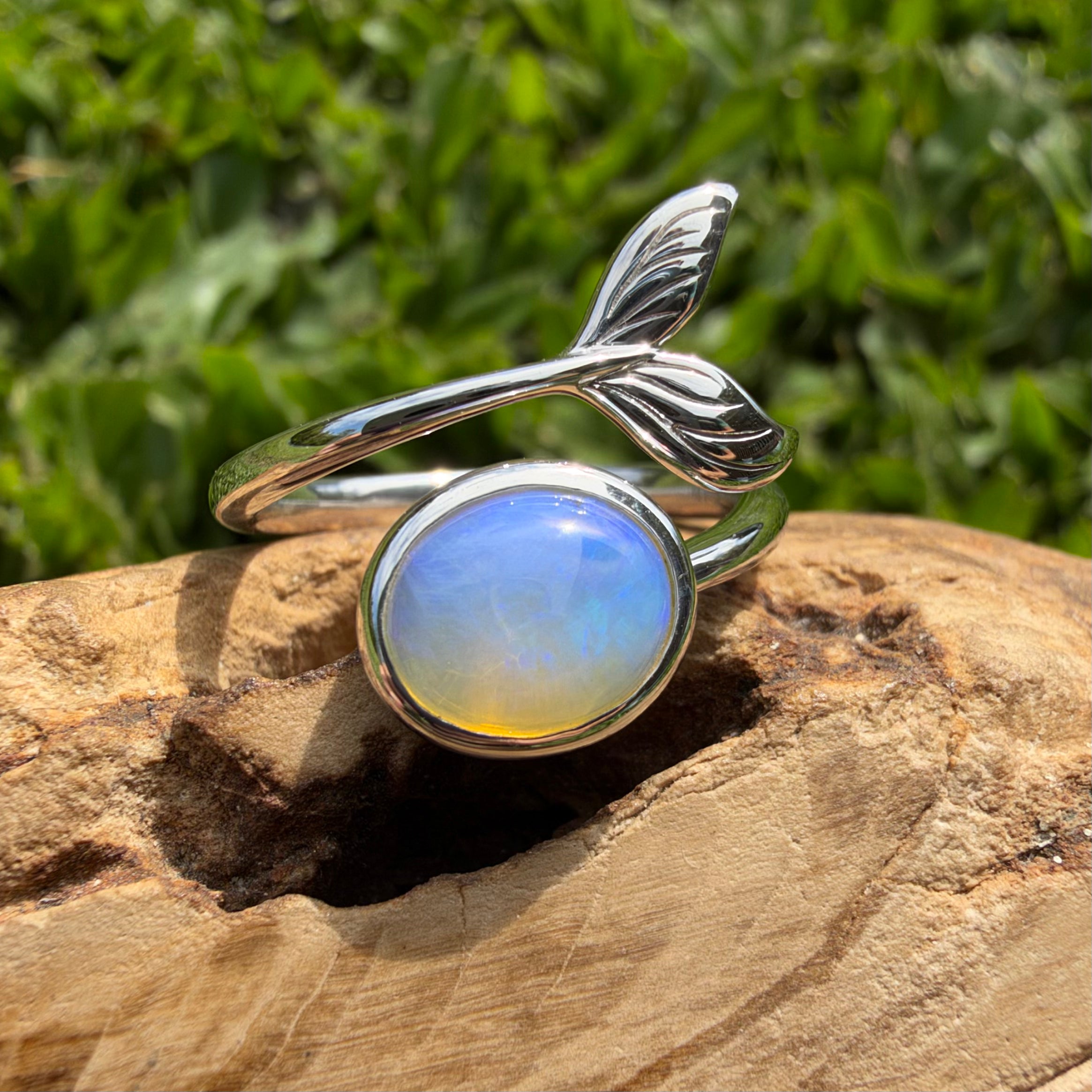 1.7ct Coober Pedy Opal Ring ~ 'Blue Whale Twilight' | 925 Sterling Silver | Solid Australian Opal