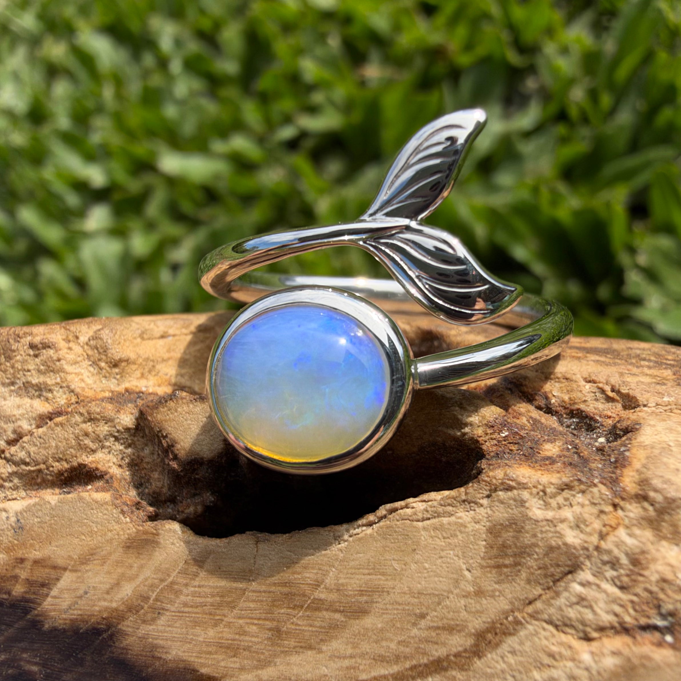 1.7ct Coober Pedy Opal Ring ~ 'Blue Whale Twilight' | 925 Sterling Silver | Solid Australian Opal