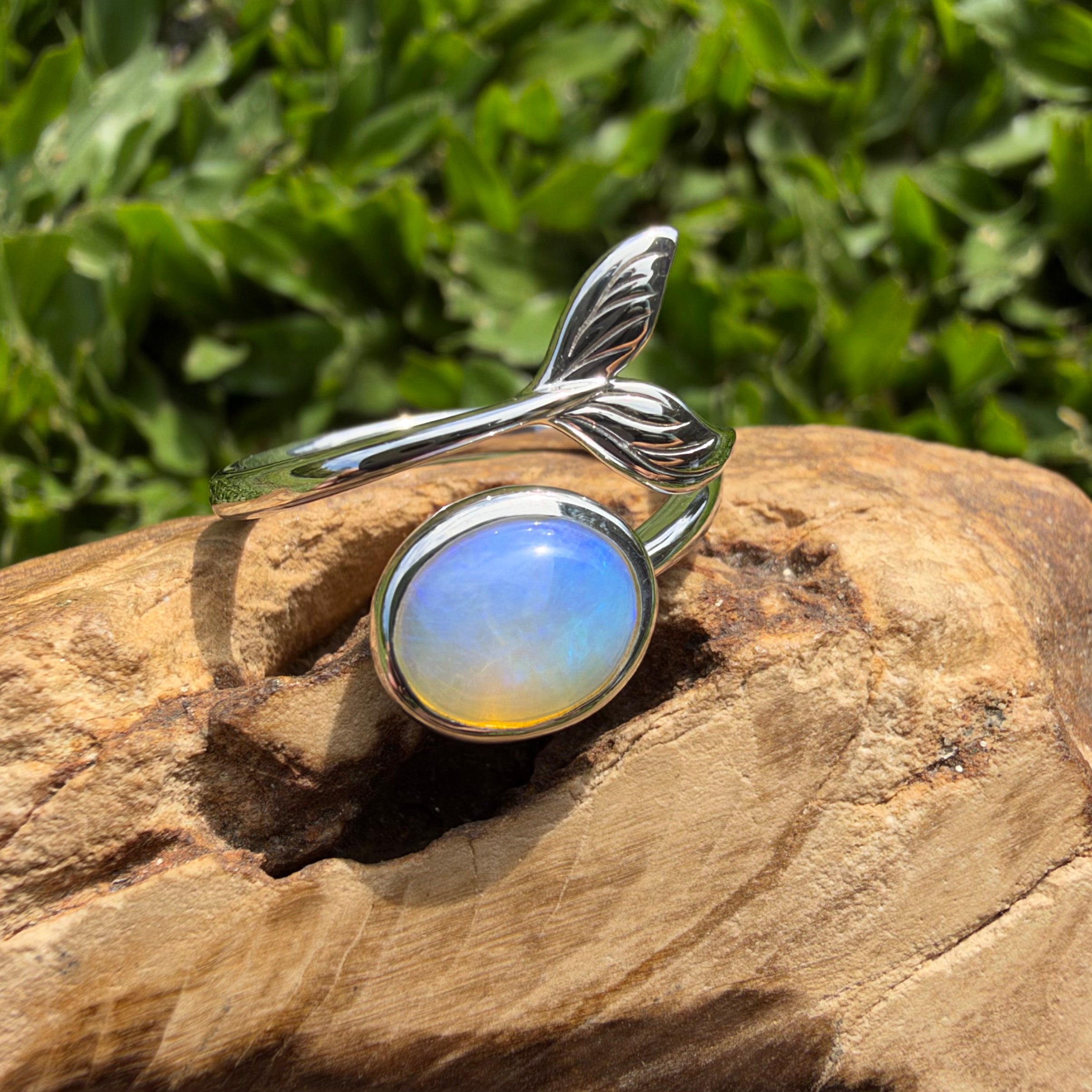 1.7ct Coober Pedy Opal Ring ~ 'Blue Whale Twilight' | 925 Sterling Silver | Solid Australian Opal