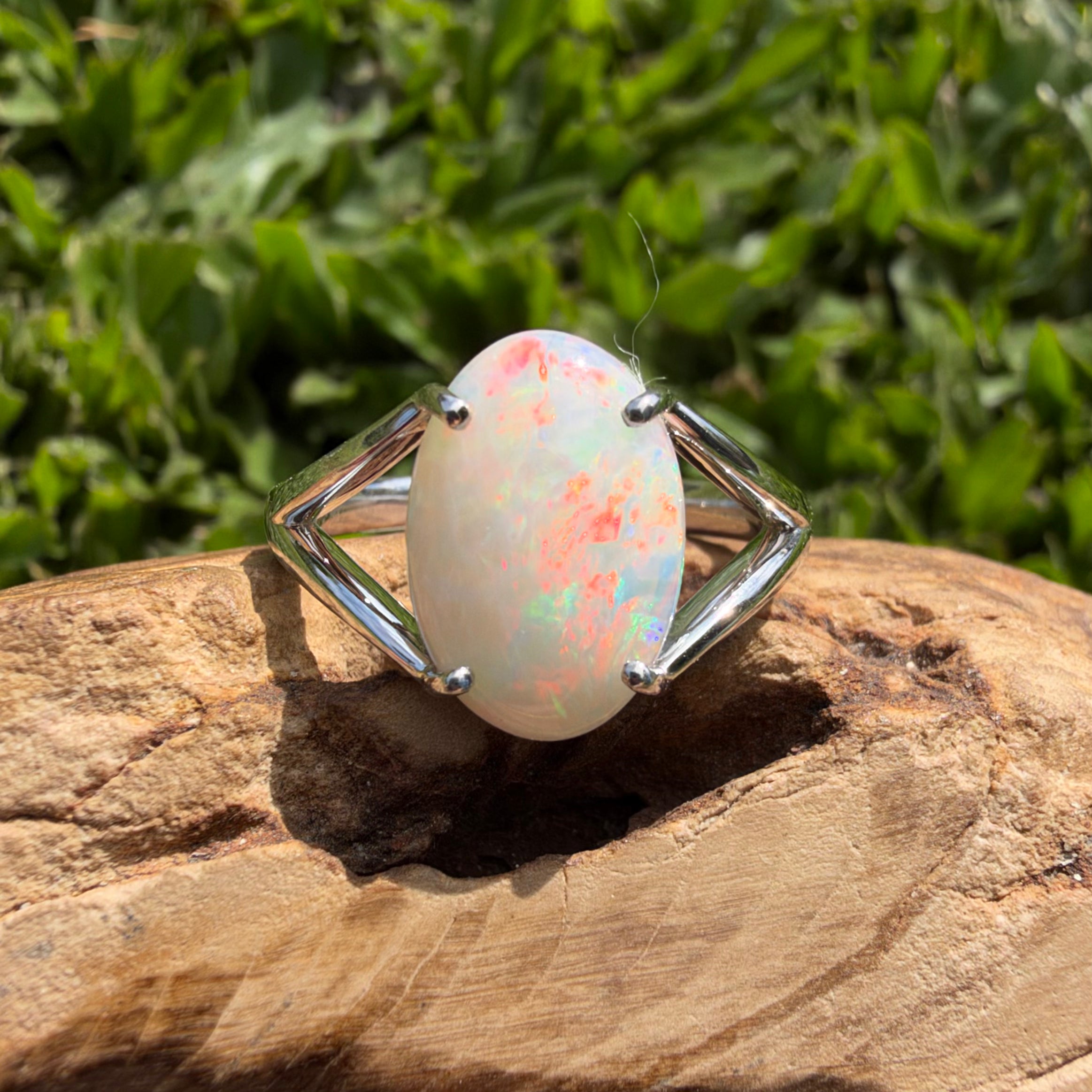 2.4ct Coober Pedy Opal Ring ~ 'Flinders Ranges Prism' | 925 Sterling Silver | Solid Australian Opal