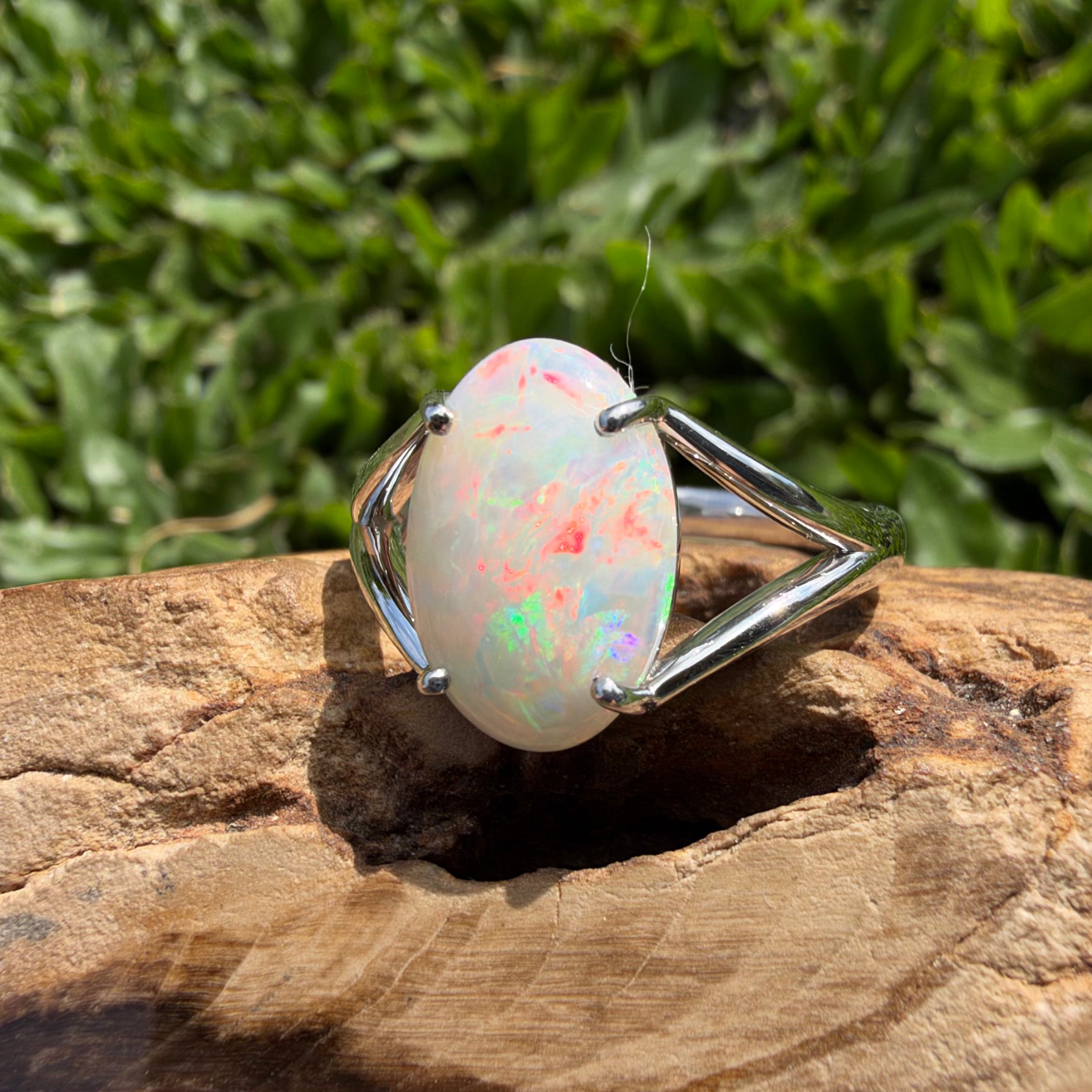 2.4ct Coober Pedy Opal Ring ~ 'Flinders Ranges Prism' | 925 Sterling Silver | Solid Australian Opal