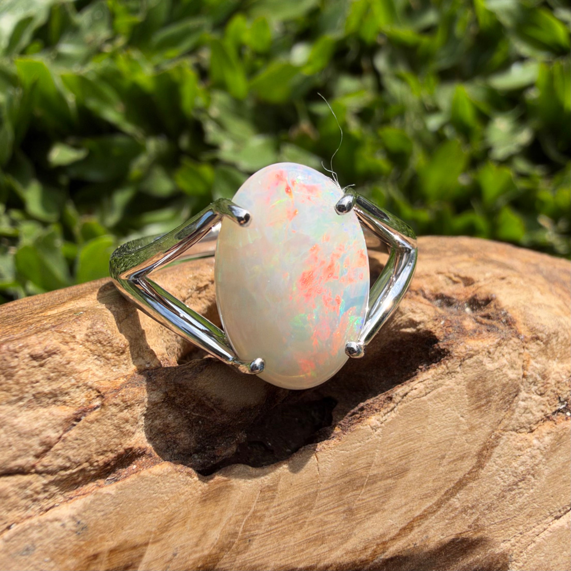 2.4ct Coober Pedy Opal Ring ~ 'Flinders Ranges Prism' | 925 Sterling Silver | Solid Australian Opal