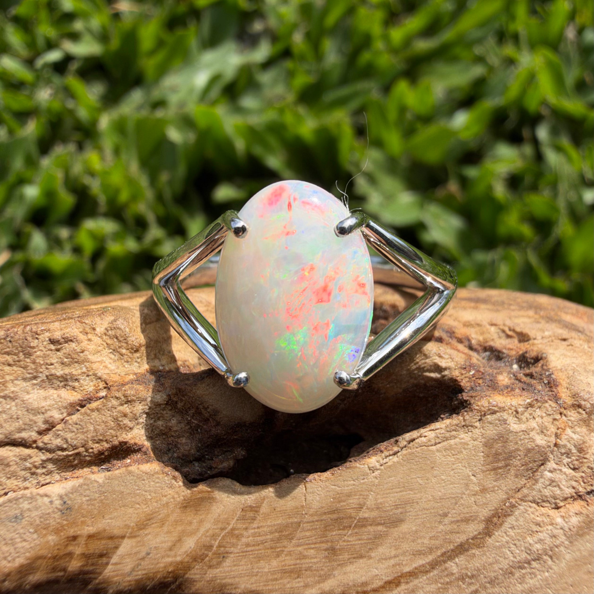 2.4ct Coober Pedy Opal Ring ~ 'Flinders Ranges Prism' | 925 Sterling Silver | Solid Australian Opal