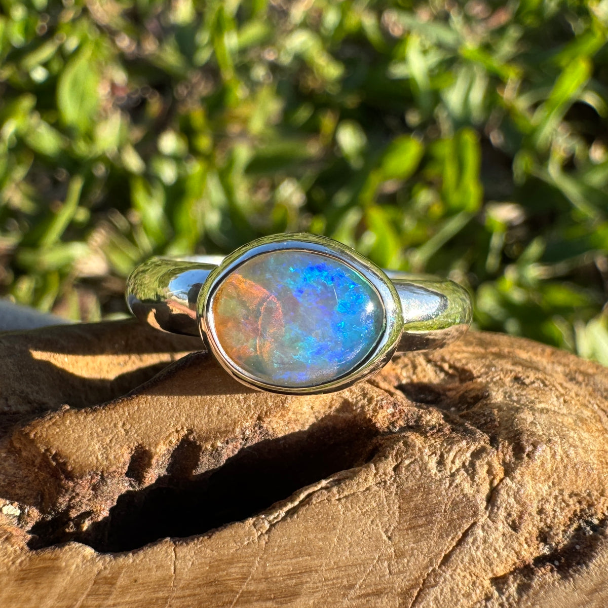 0.5ct Lightning Ridge Opal Ring ~ 'Margaret River Gleam' | 925 Sterling Silver | Solid Australian Opal
