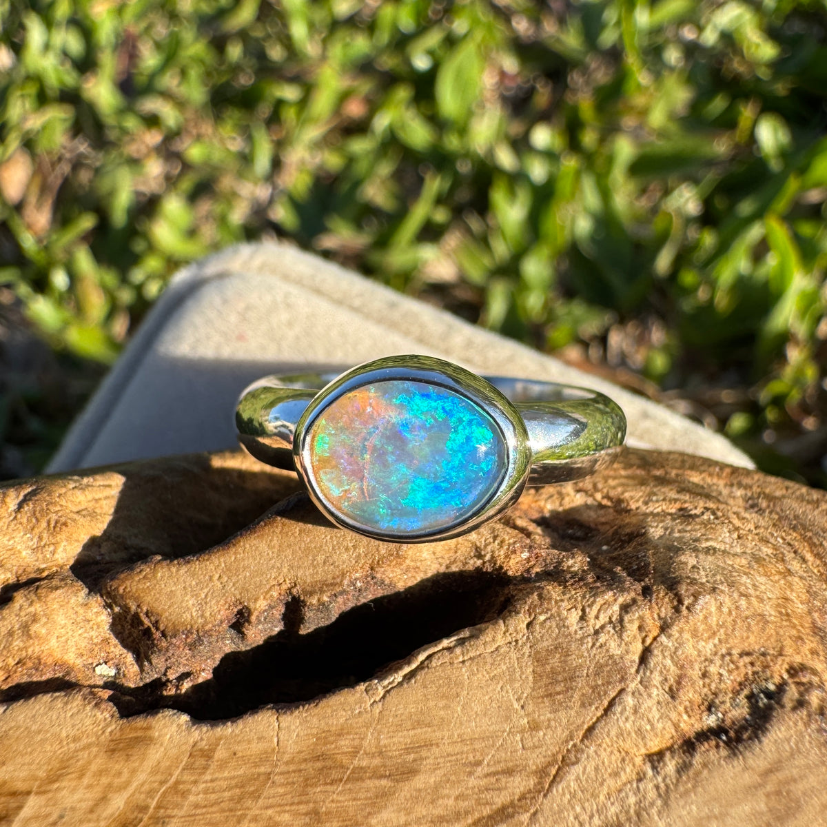 0.5ct Lightning Ridge Opal Ring ~ 'Margaret River Gleam' | 925 Sterling Silver | Solid Australian Opal
