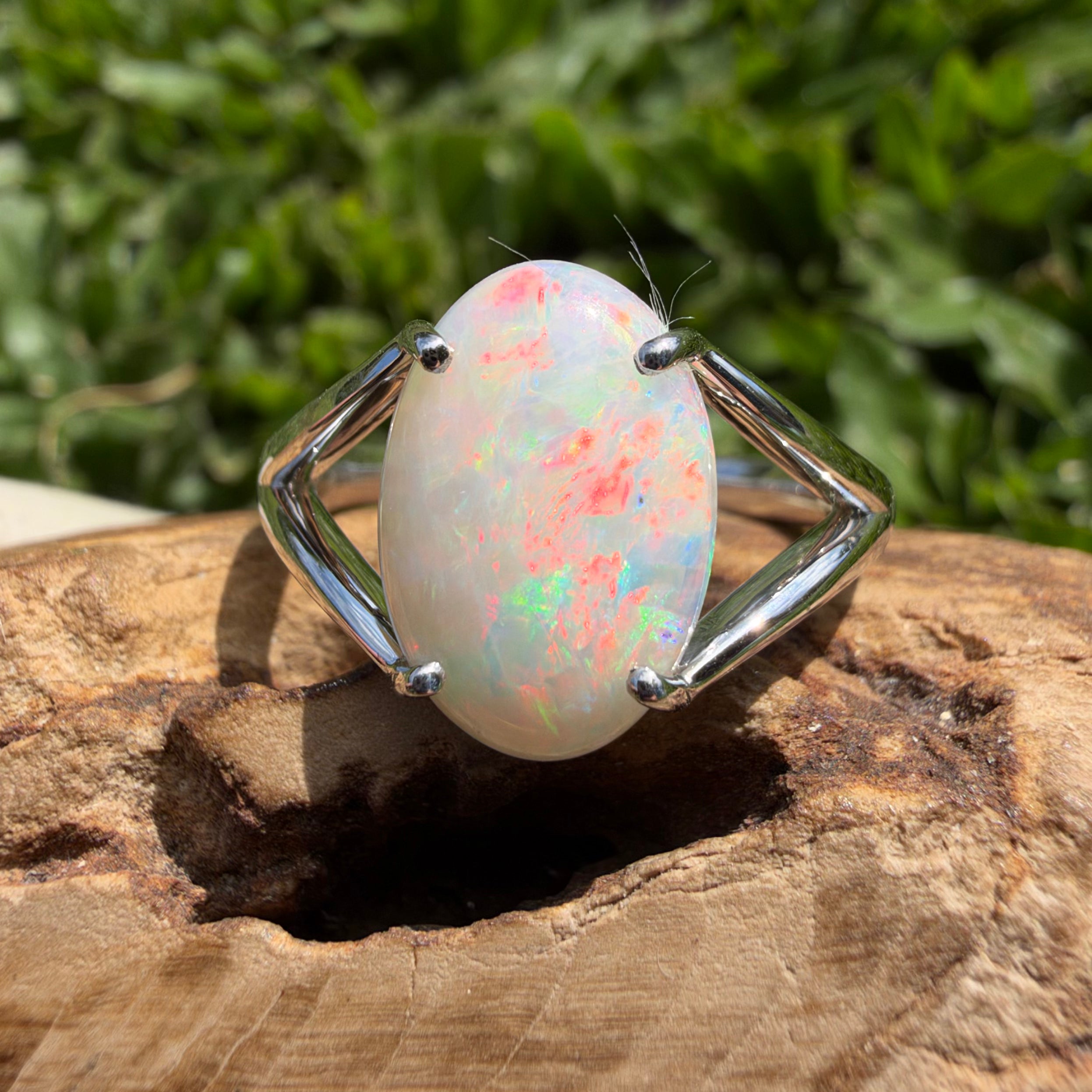 2.4ct Coober Pedy Opal Ring ~ 'Flinders Ranges Prism' | 925 Sterling Silver | Solid Australian Opal