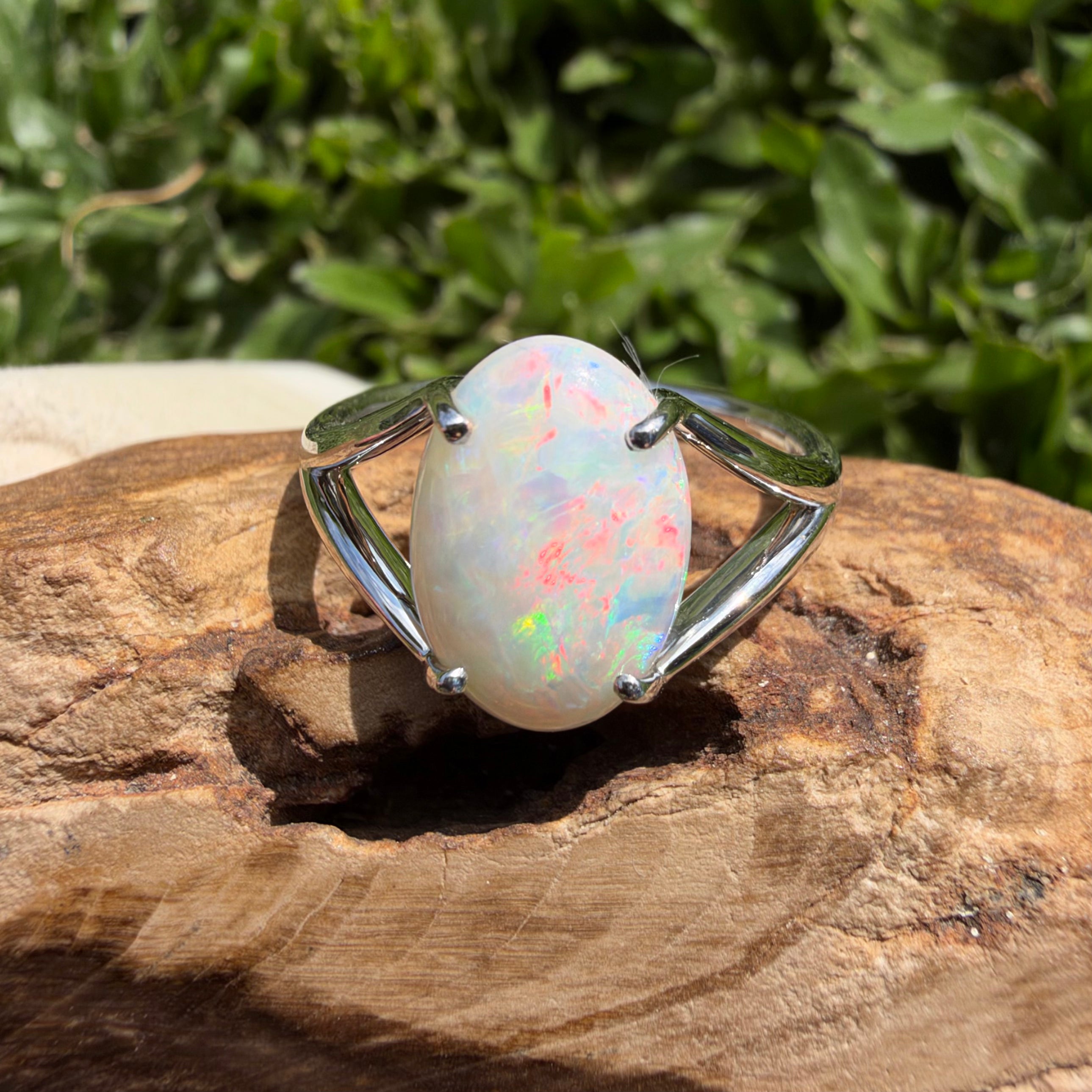 2.4ct Coober Pedy Opal Ring ~ 'Flinders Ranges Prism' | 925 Sterling Silver | Solid Australian Opal