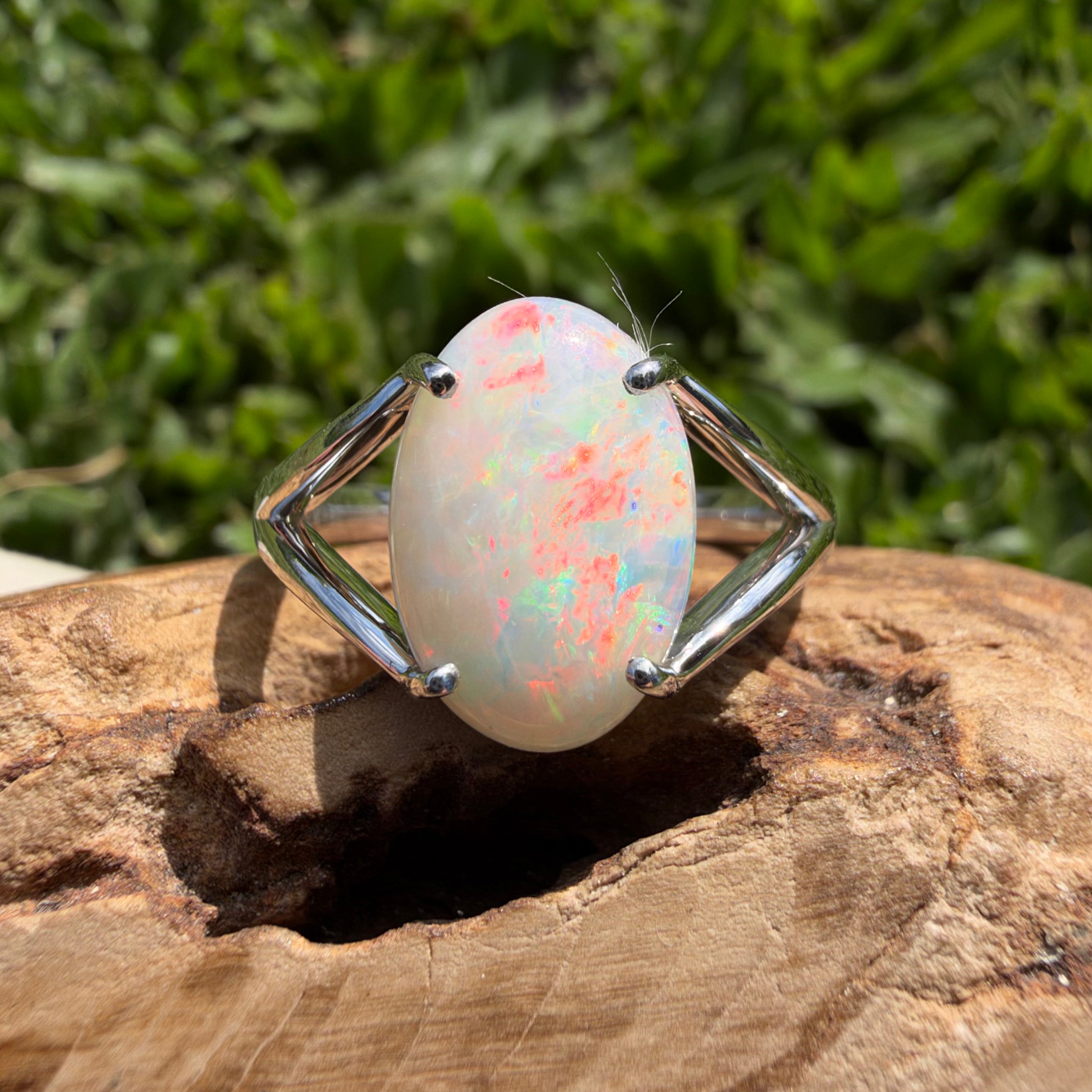 2.4ct Coober Pedy Opal Ring ~ 'Flinders Ranges Prism' | 925 Sterling Silver | Solid Australian Opal