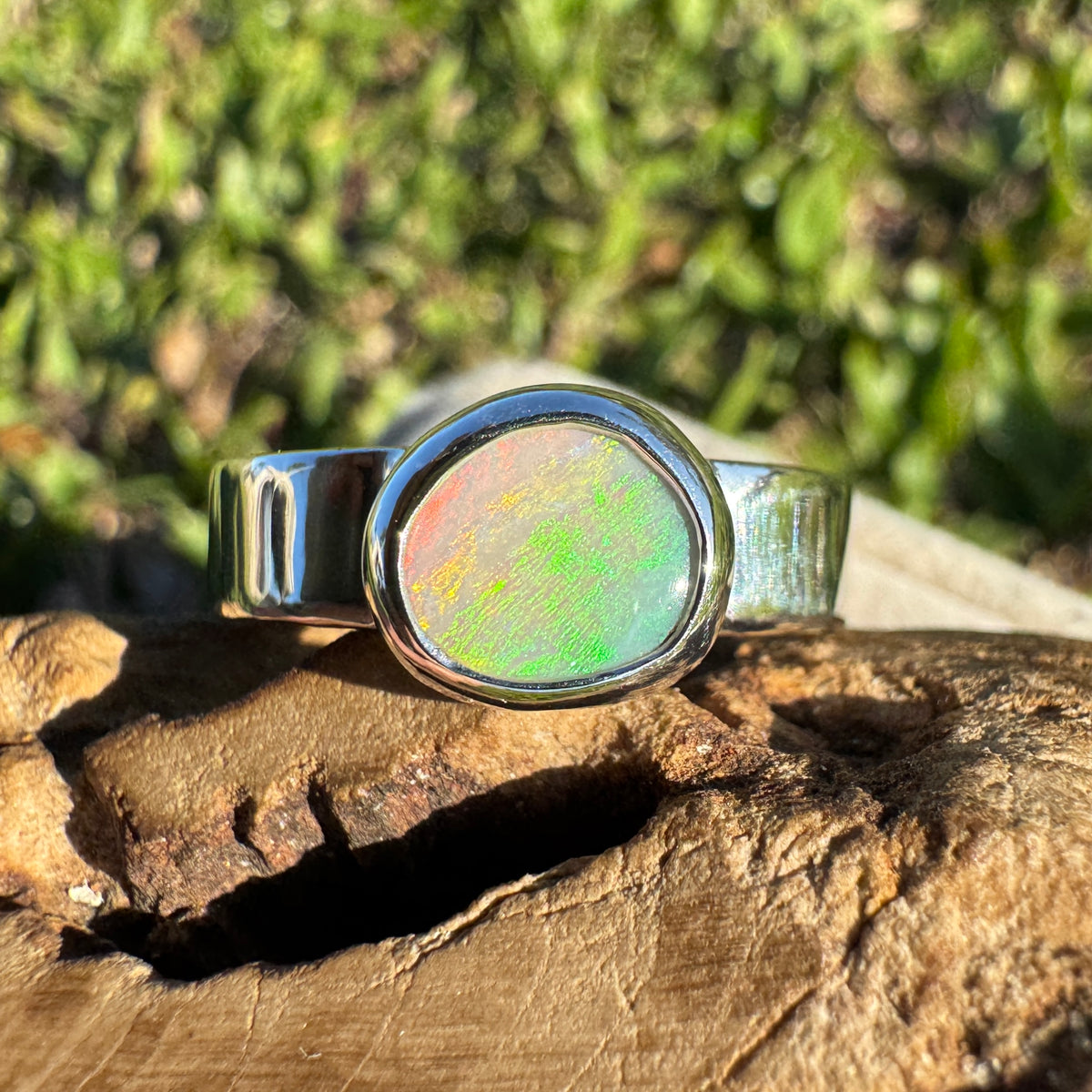 0.9ct Lightning Ridge Opal Ring ~ 'Sunshine Coast Blaze' | 925 Sterling Silver | Solid Australian Opal