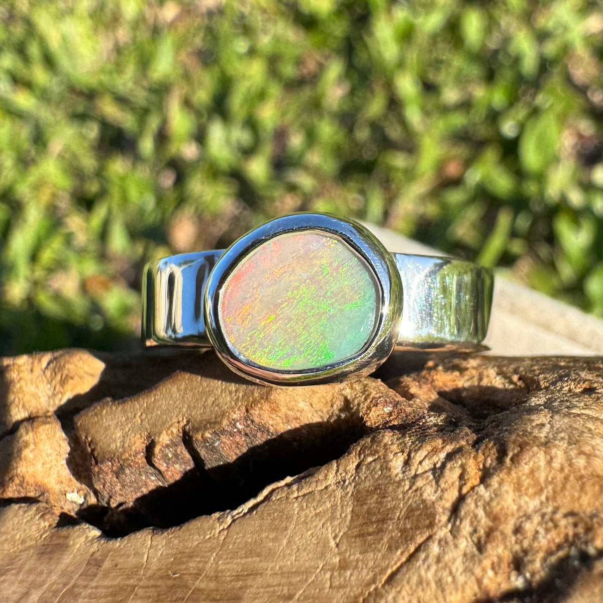 0.9ct Lightning Ridge Opal Ring ~ 'Sunshine Coast Blaze' | 925 Sterling Silver | Solid Australian Opal