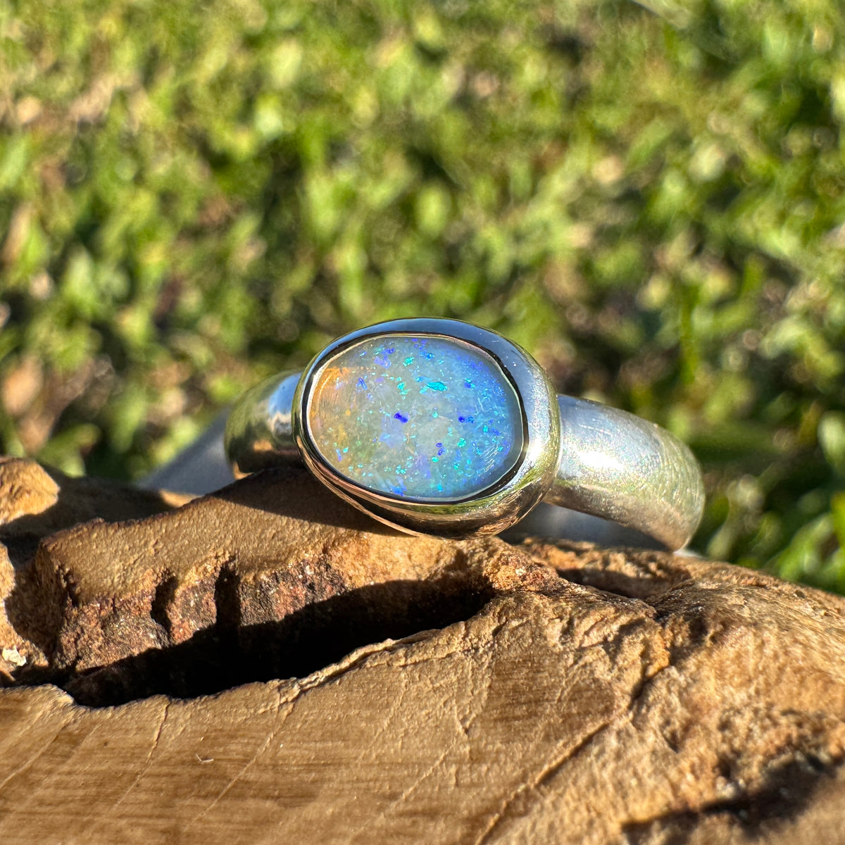 0.6ct Lightning Ridge Opal Ring ~ 'Otway Deep' | 925 Sterling Silver | Solid Australian Opal