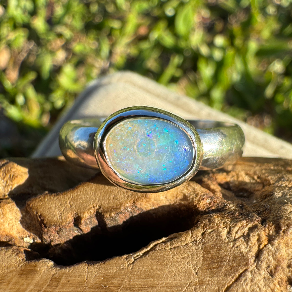 0.6ct Lightning Ridge Opal Ring ~ 'Otway Deep' | 925 Sterling Silver | Solid Australian Opal