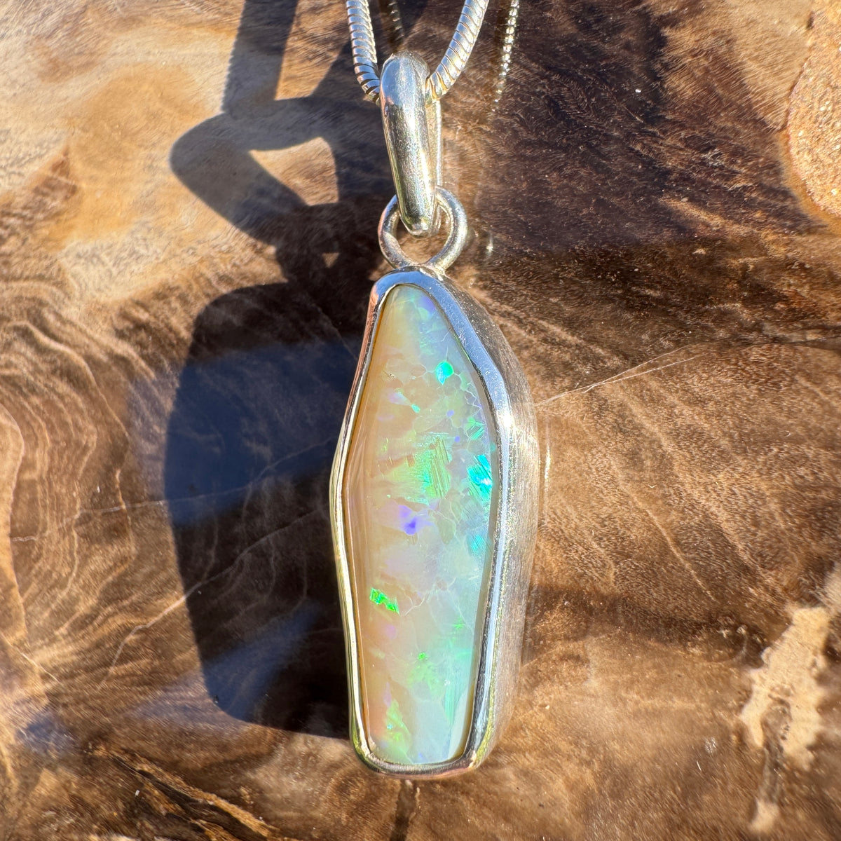 3.9ct Lightning Ridge Opal Pendant Necklace ~ 'Daintree Fire' | 925 Sterling Silver | Solid Australian Opal