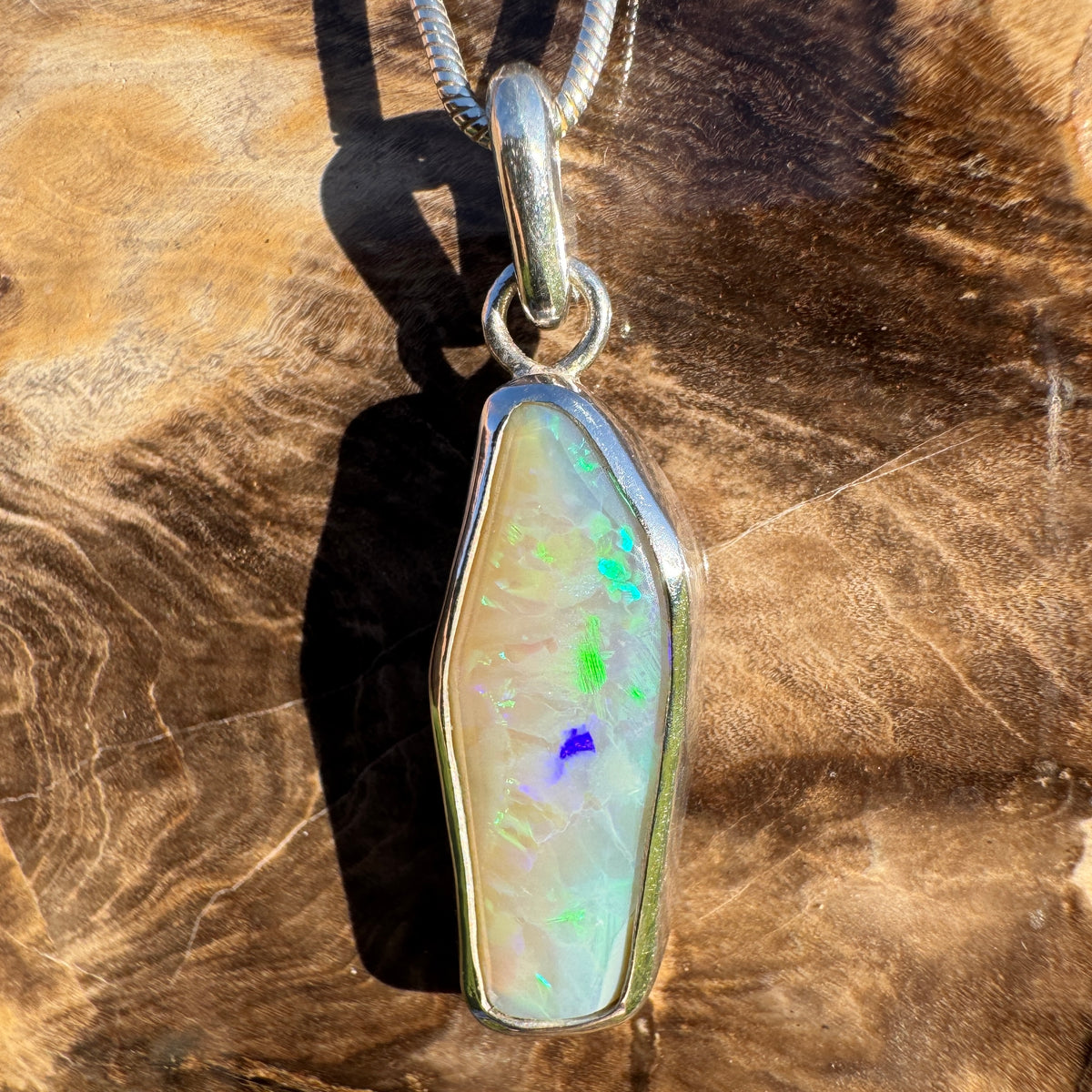 3.9ct Lightning Ridge Opal Pendant Necklace ~ 'Daintree Fire' | 925 Sterling Silver | Solid Australian Opal