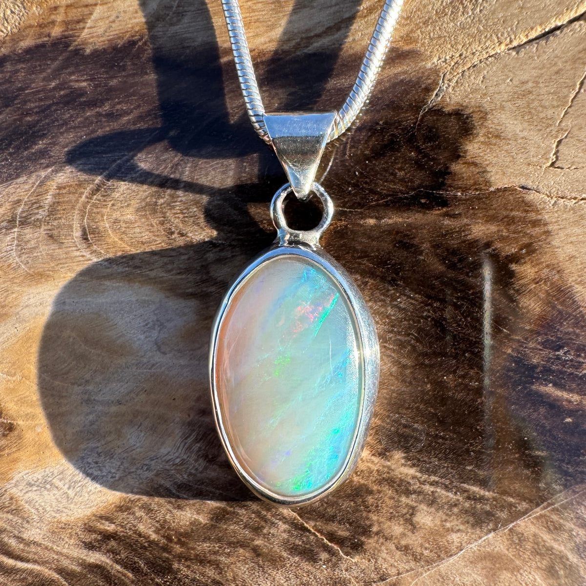 2.4ct Lightning Ridge Opal Pendant Necklace ~ 'Warrnambool Tide' | 925 Sterling Silver | Solid Australian Opal