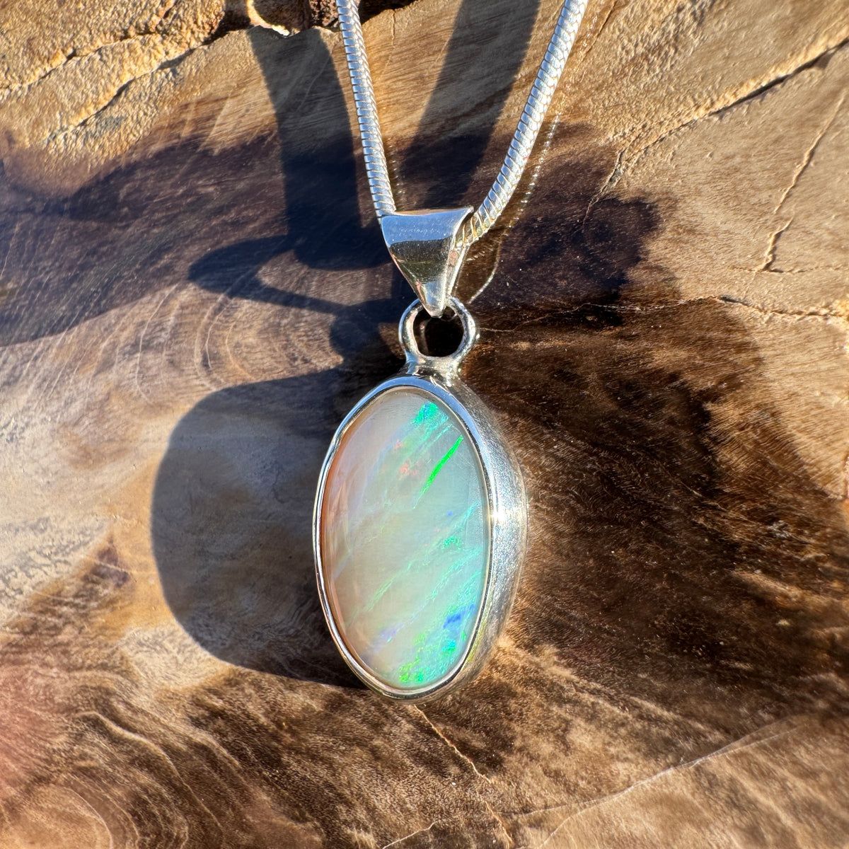 2.4ct Lightning Ridge Opal Pendant Necklace ~ 'Warrnambool Tide' | 925 Sterling Silver | Solid Australian Opal