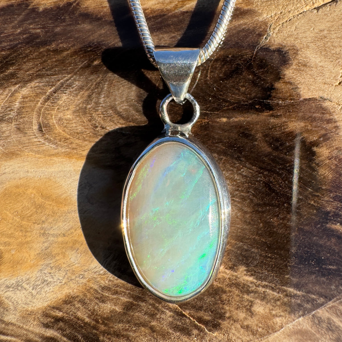 2.4ct Lightning Ridge Opal Pendant Necklace ~ 'Warrnambool Tide' | 925 Sterling Silver | Solid Australian Opal