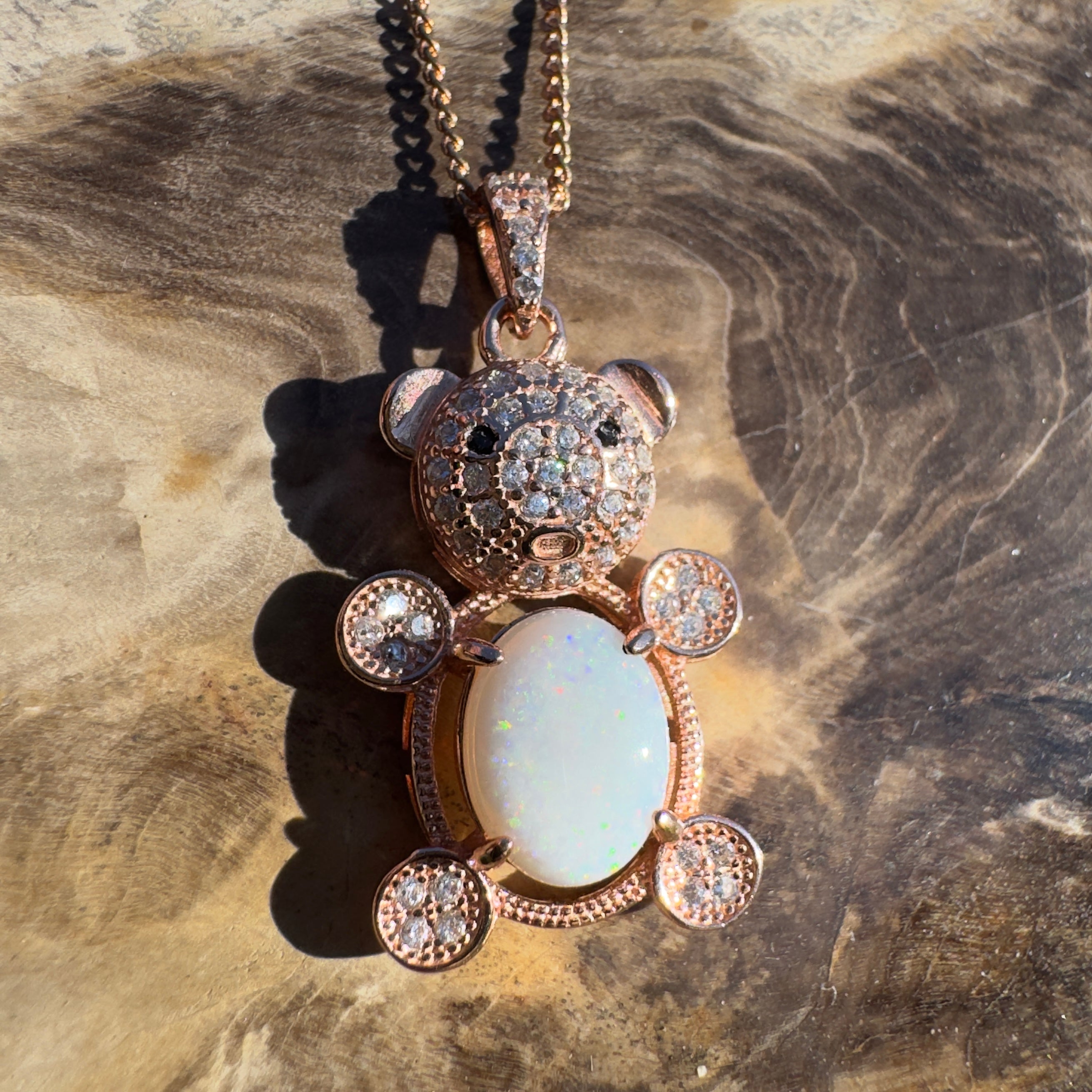 1.2ct Coober Pedy Opal Pendant Necklace ~ 'Jervis Bay Wash' | Rose Gold Coated 925 Sterling Silver | Solid Australian Opal